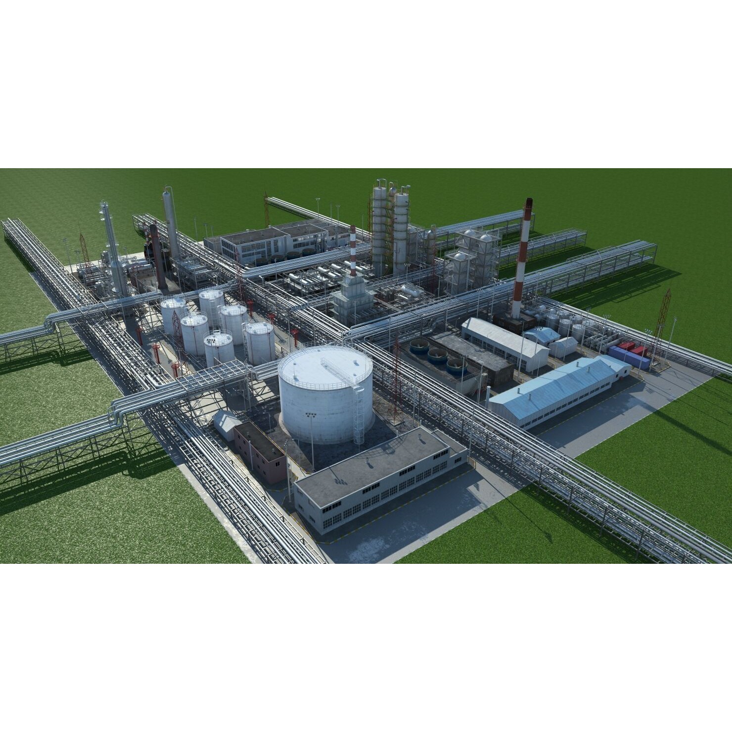 Refinery 3D Model – High Poly Animated Asset, FBX, OBJ - View 4