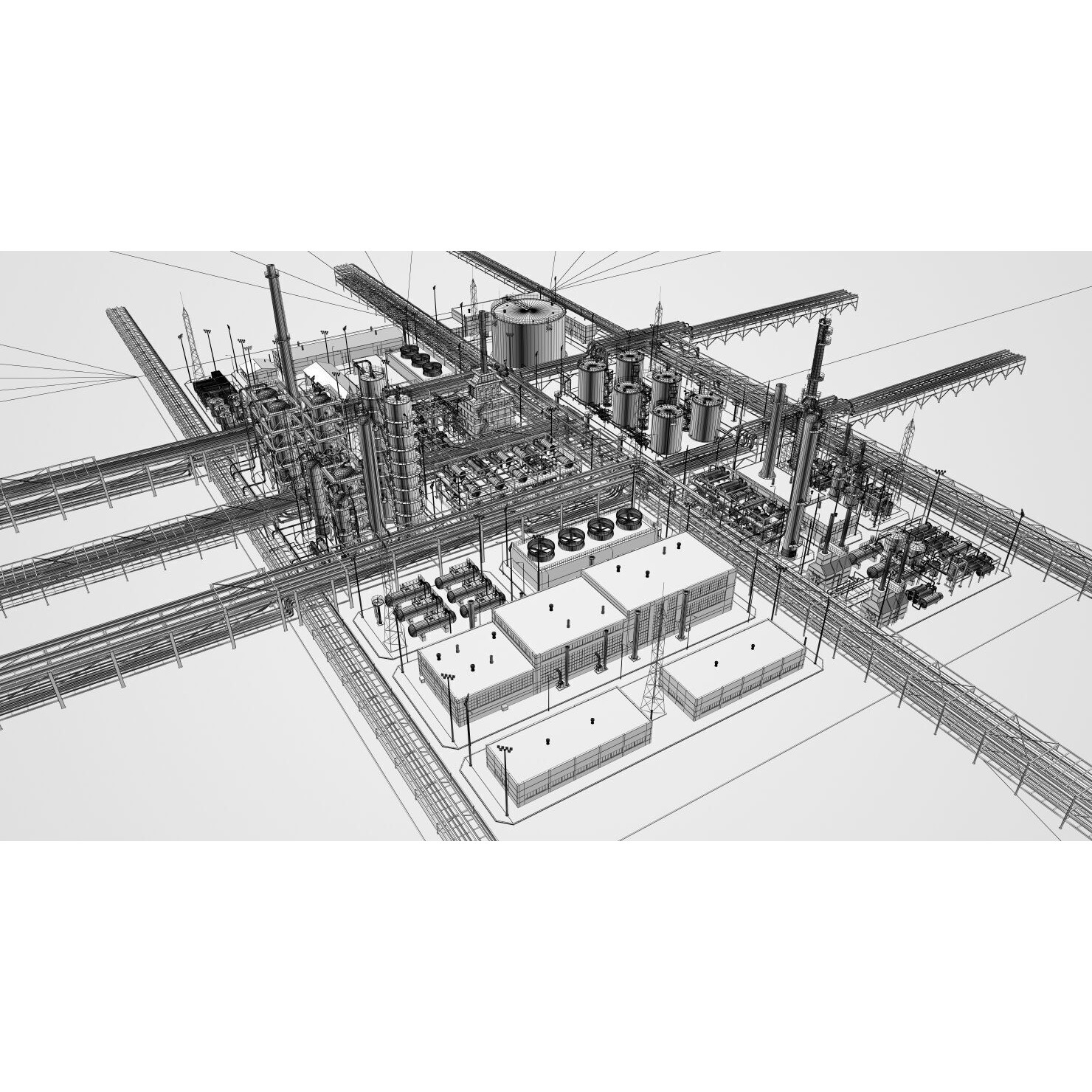 Refinery 3D Model – High Poly Animated Asset, FBX, OBJ - View 40