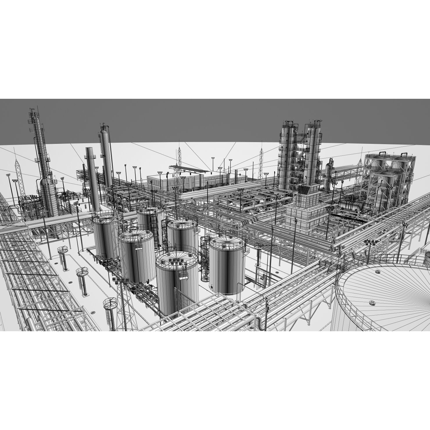 Refinery 3D Model – High Poly Animated Asset, FBX, OBJ - View 43