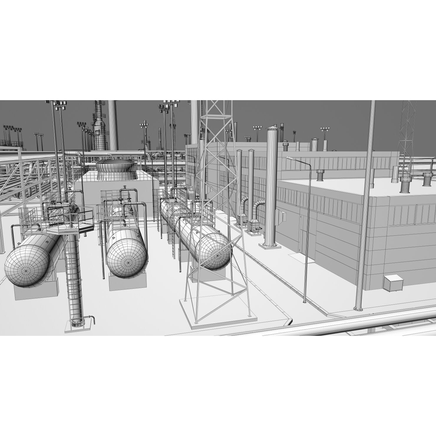 Refinery 3D Model – High Poly Animated Asset, FBX, OBJ - View 45