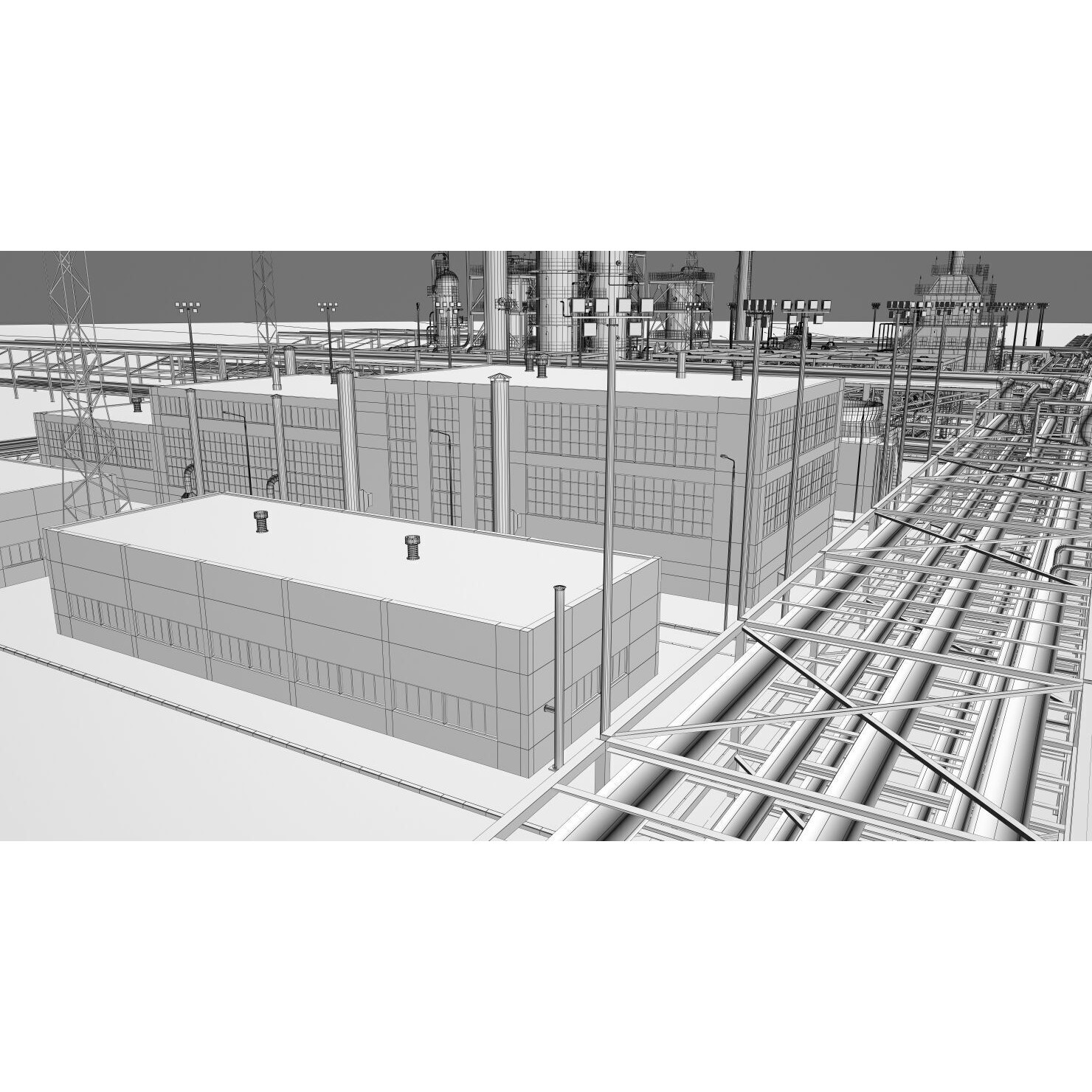 Refinery 3D Model – High Poly Animated Asset, FBX, OBJ - View 46