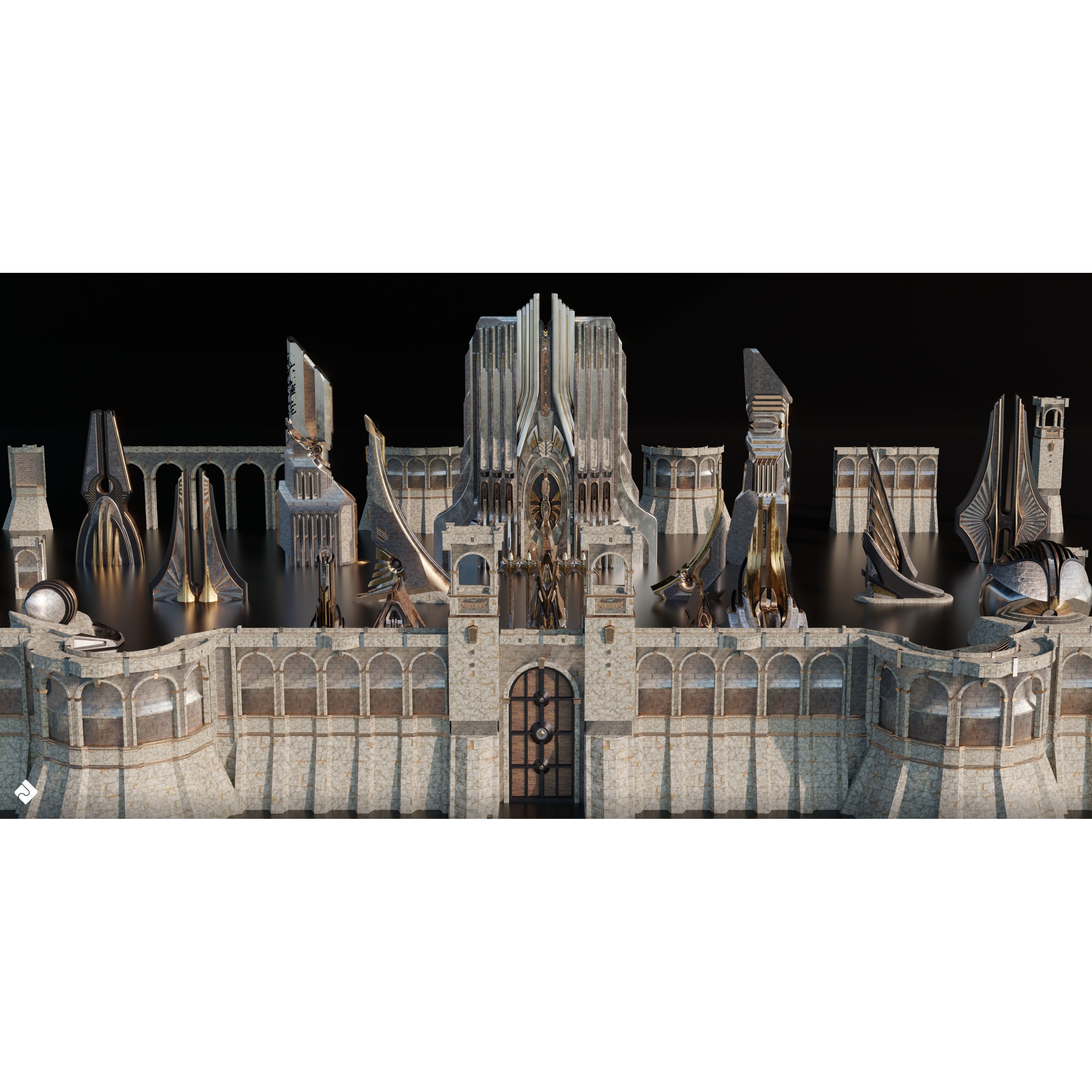 Neo Asgard - Fantasy Building Assets 3D Model - View 12