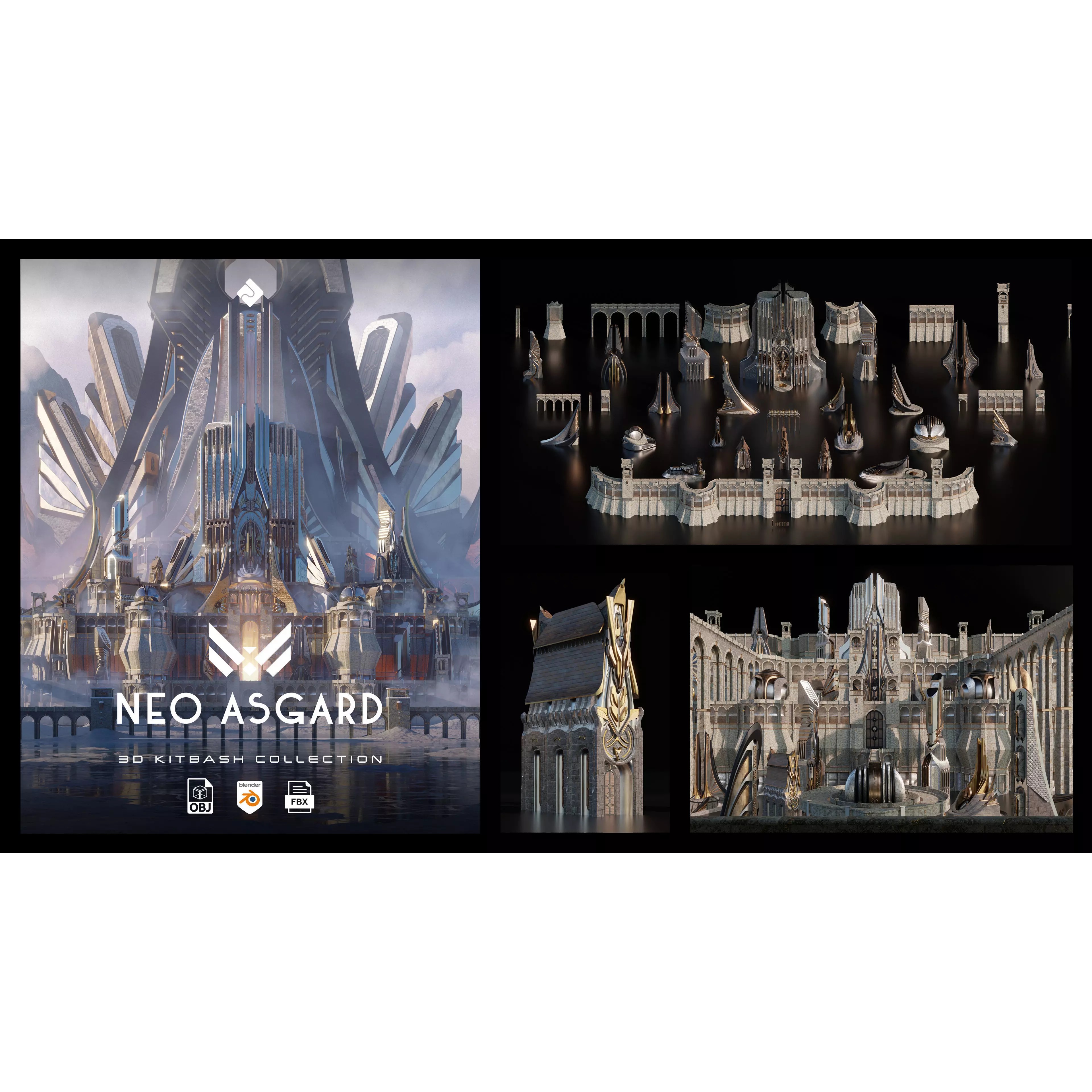 Neo Asgard - Fantasy Building Assets 3D Model - View 2