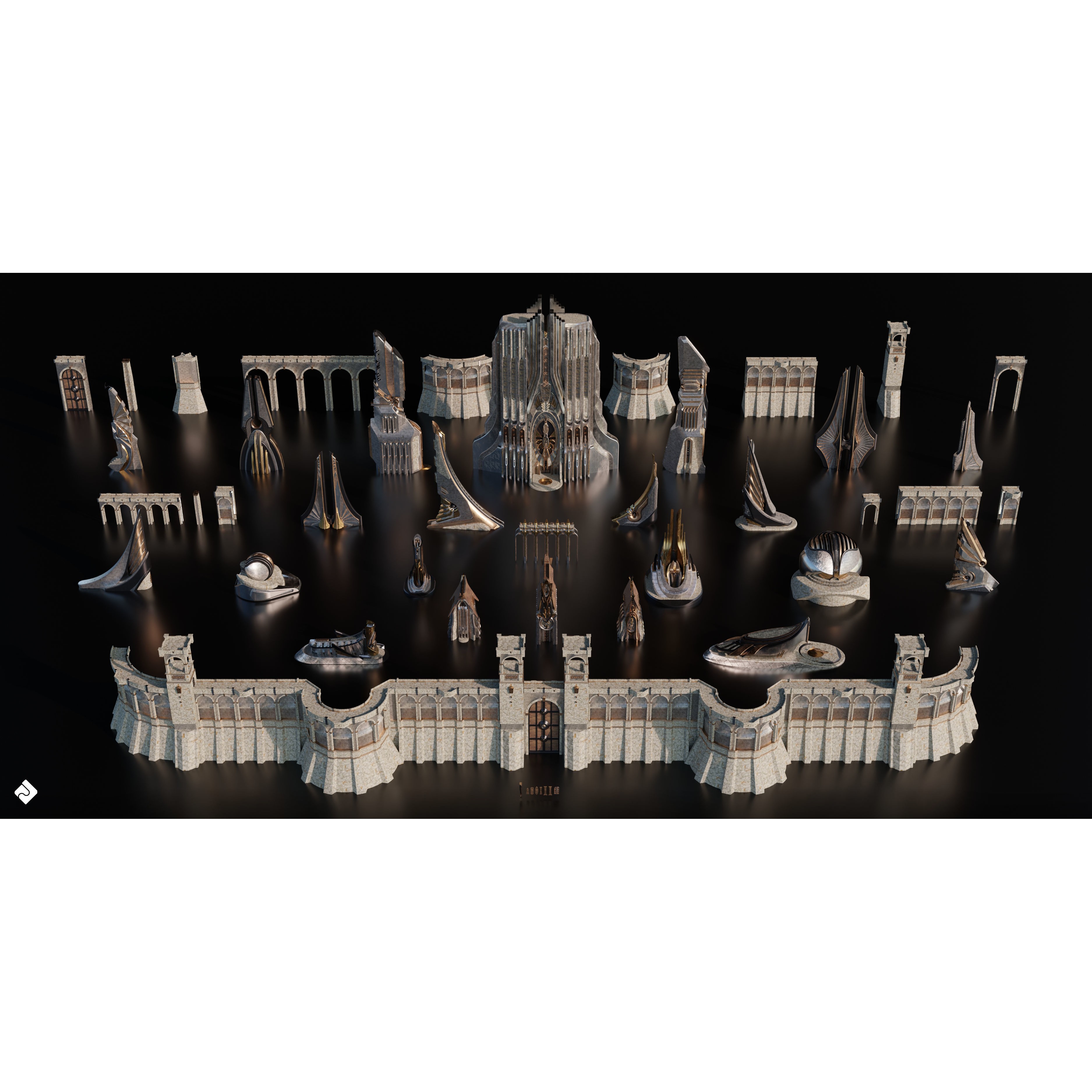 Neo Asgard - Fantasy Building Assets 3D Model - View 5