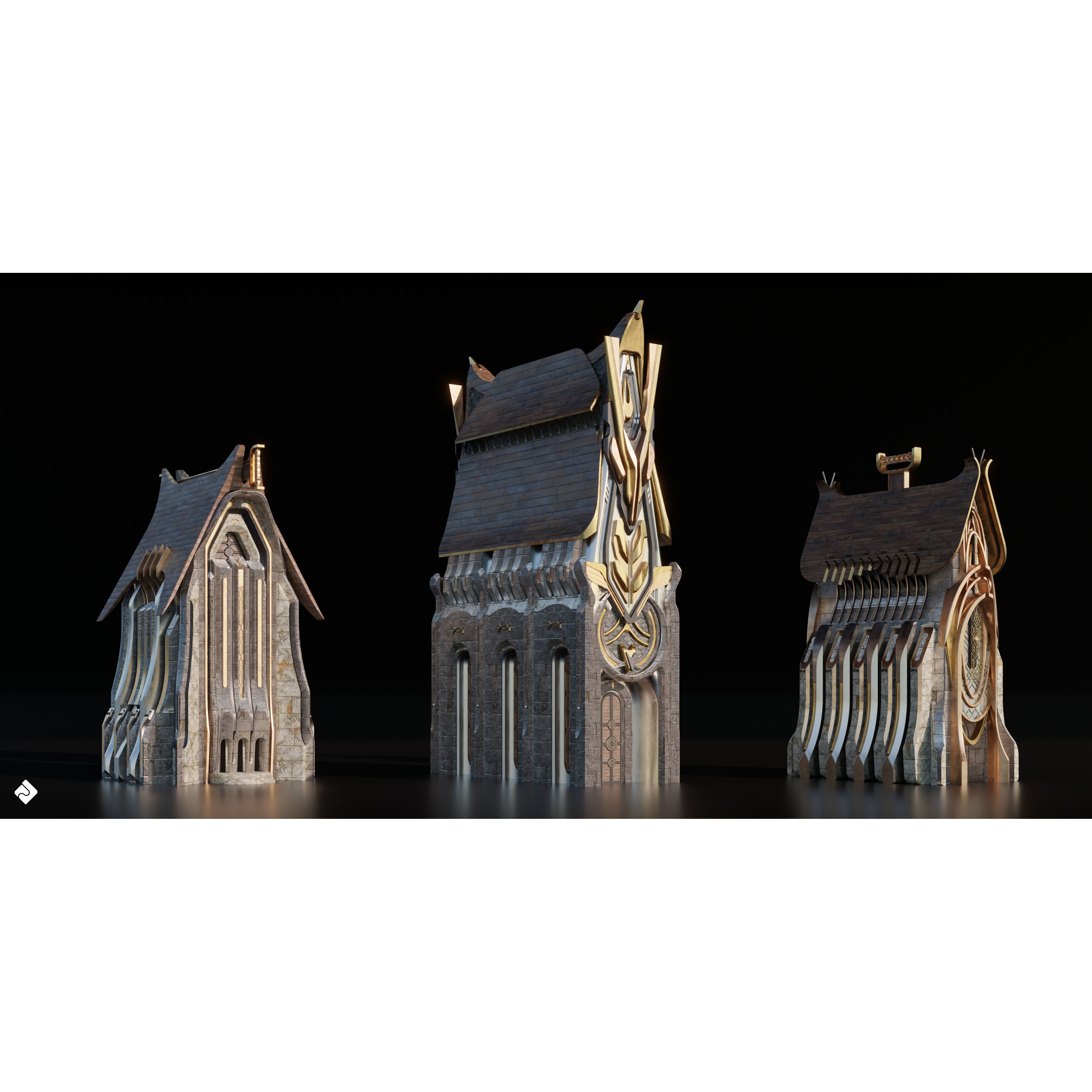 Neo Asgard - Fantasy Building Assets 3D Model - View 9