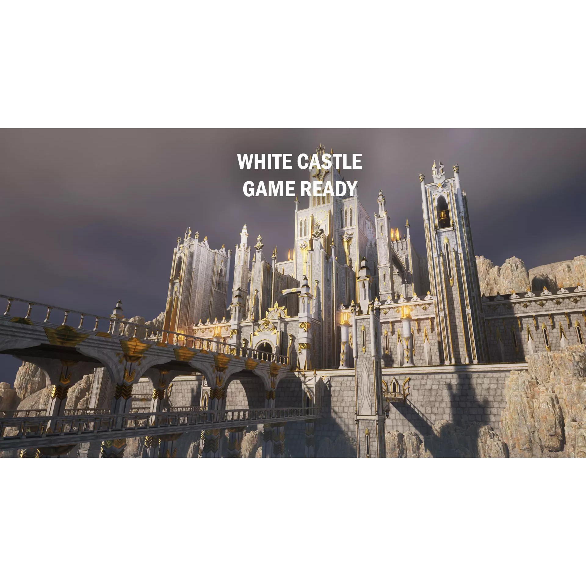 White Castle 3D Model – Low Poly Architectural Asset, FBX - View 2