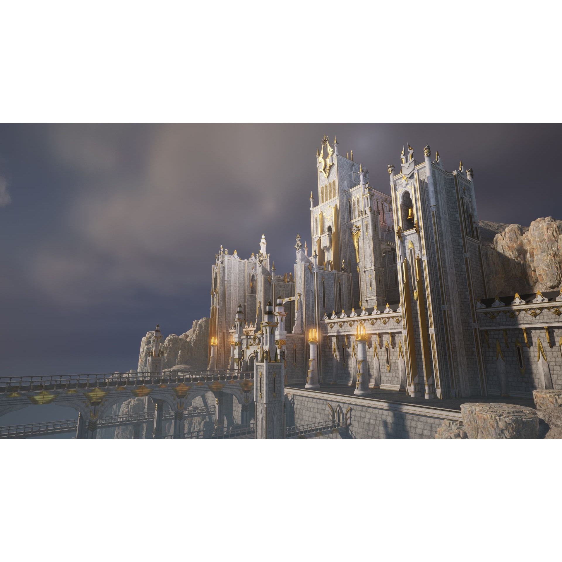 White Castle 3D Model – Low Poly Architectural Asset, FBX - View 3