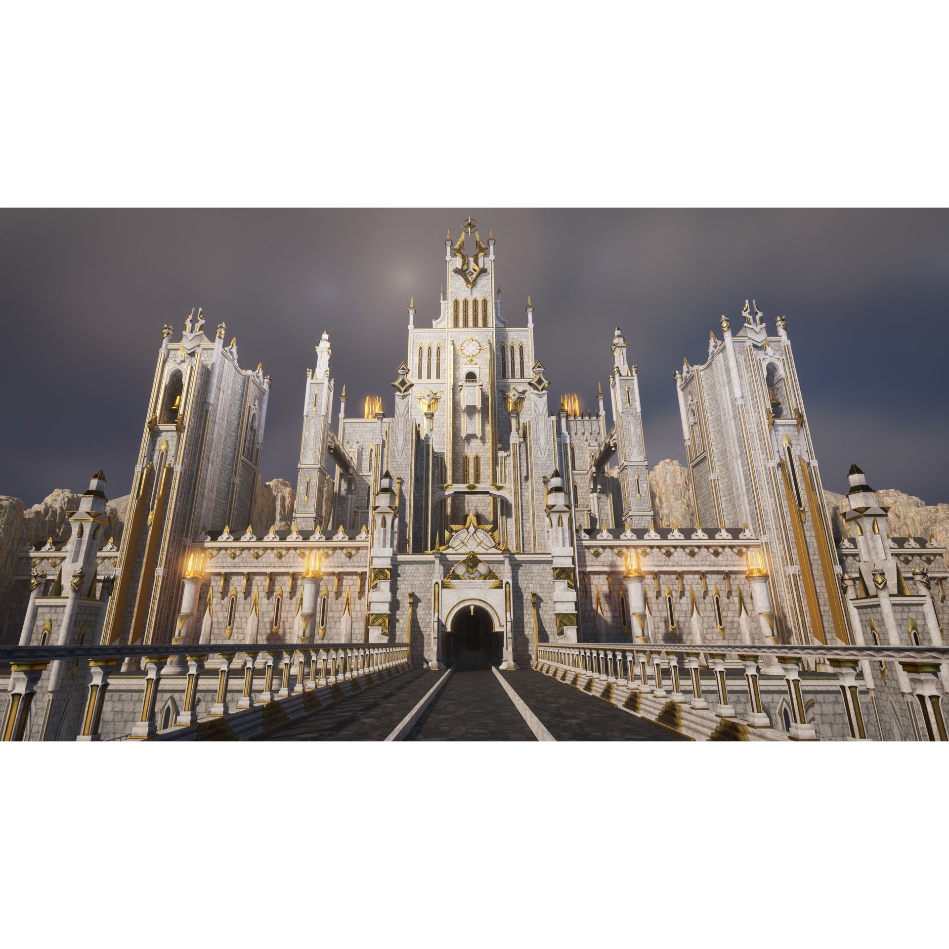 White Castle 3D Model – Low Poly Architectural Asset, FBX - View 4