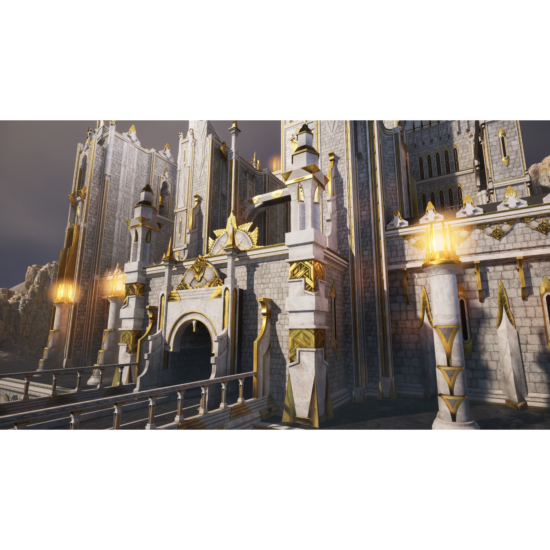 White Castle 3D Model – Low Poly Architectural Asset, FBX - View 6