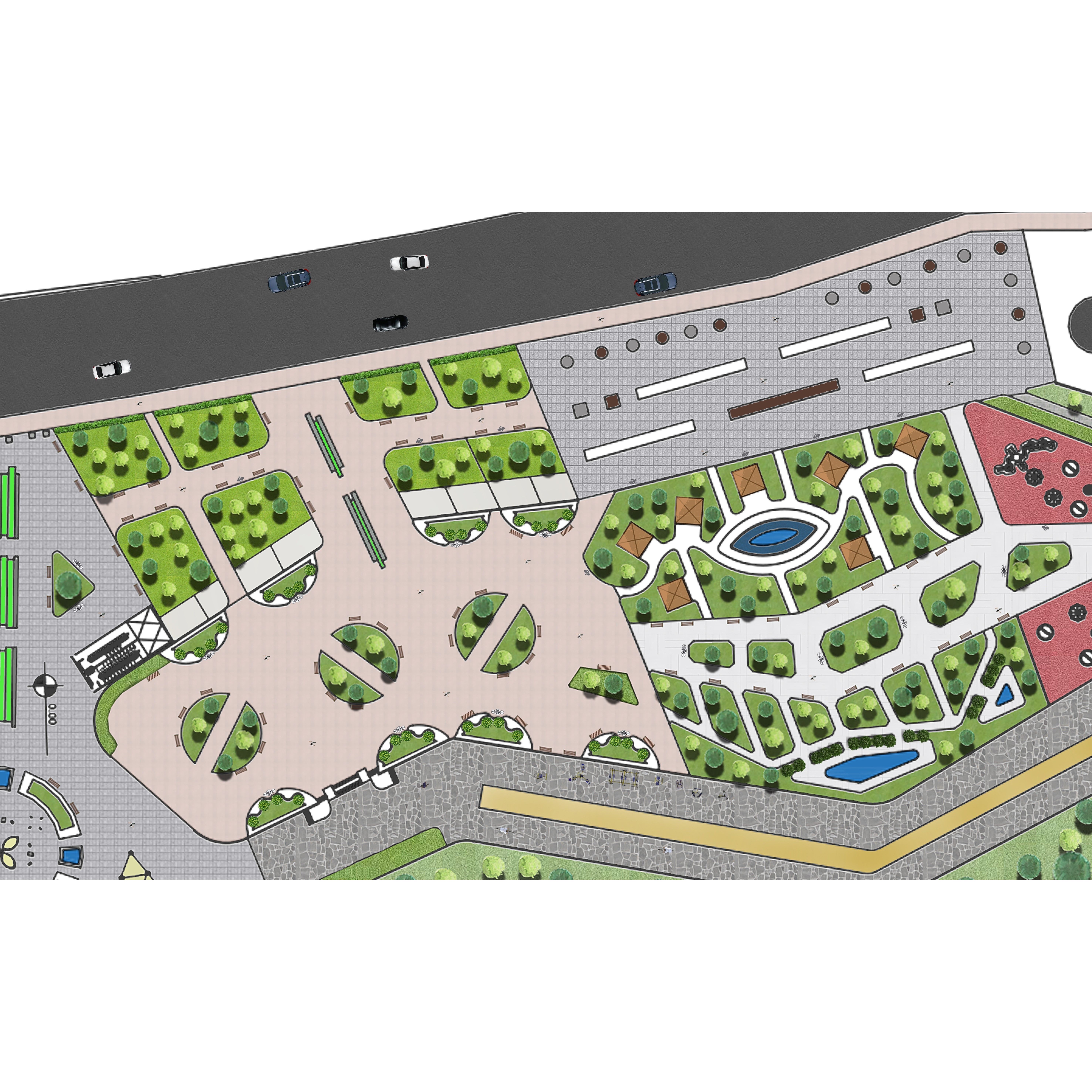 Private Park Landscape 3D Model – Detailed Urban Environment Plans, FBX, OBJ