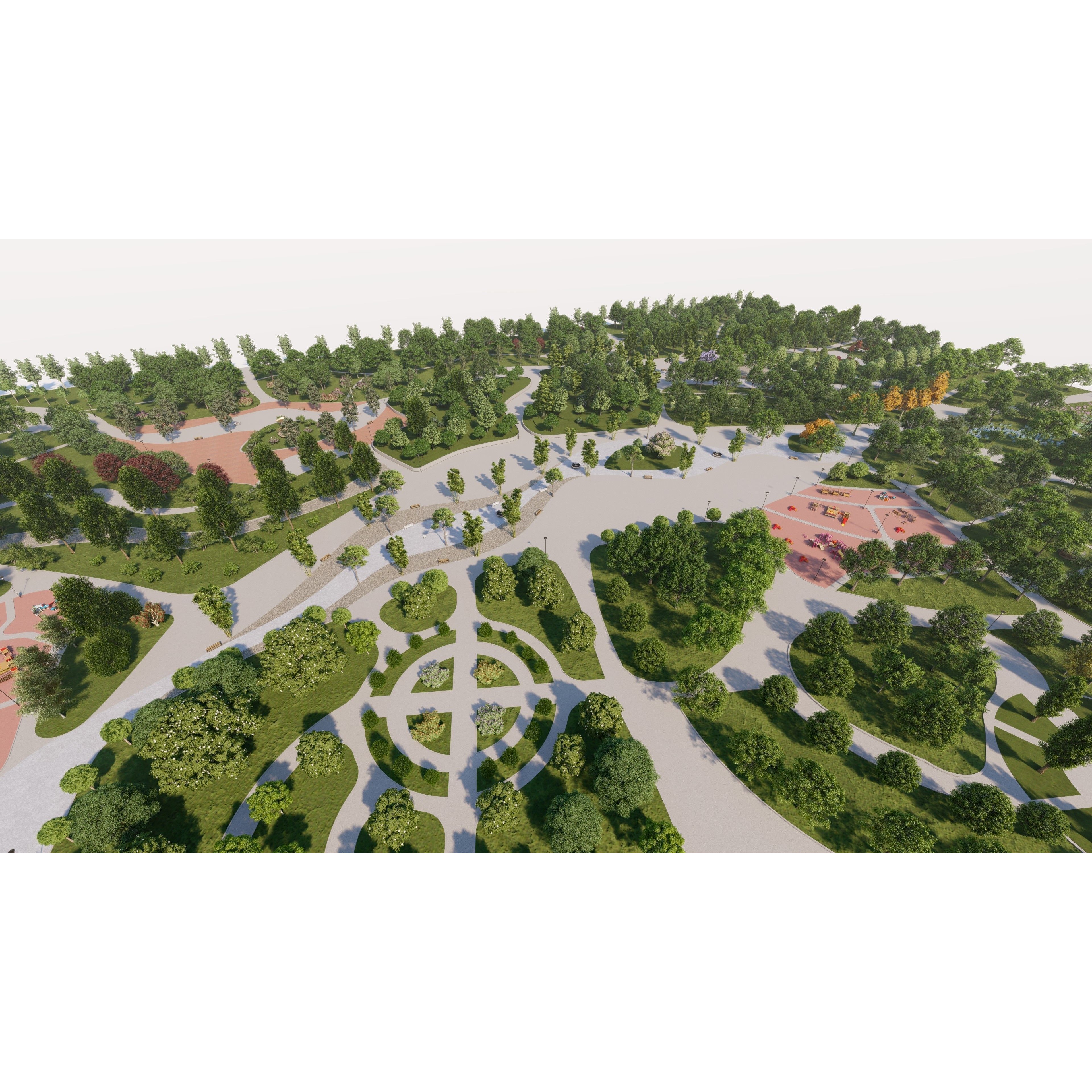 Private Park Landscape 3D Model – Detailed Urban Environment Plans, FBX, OBJ - View 10