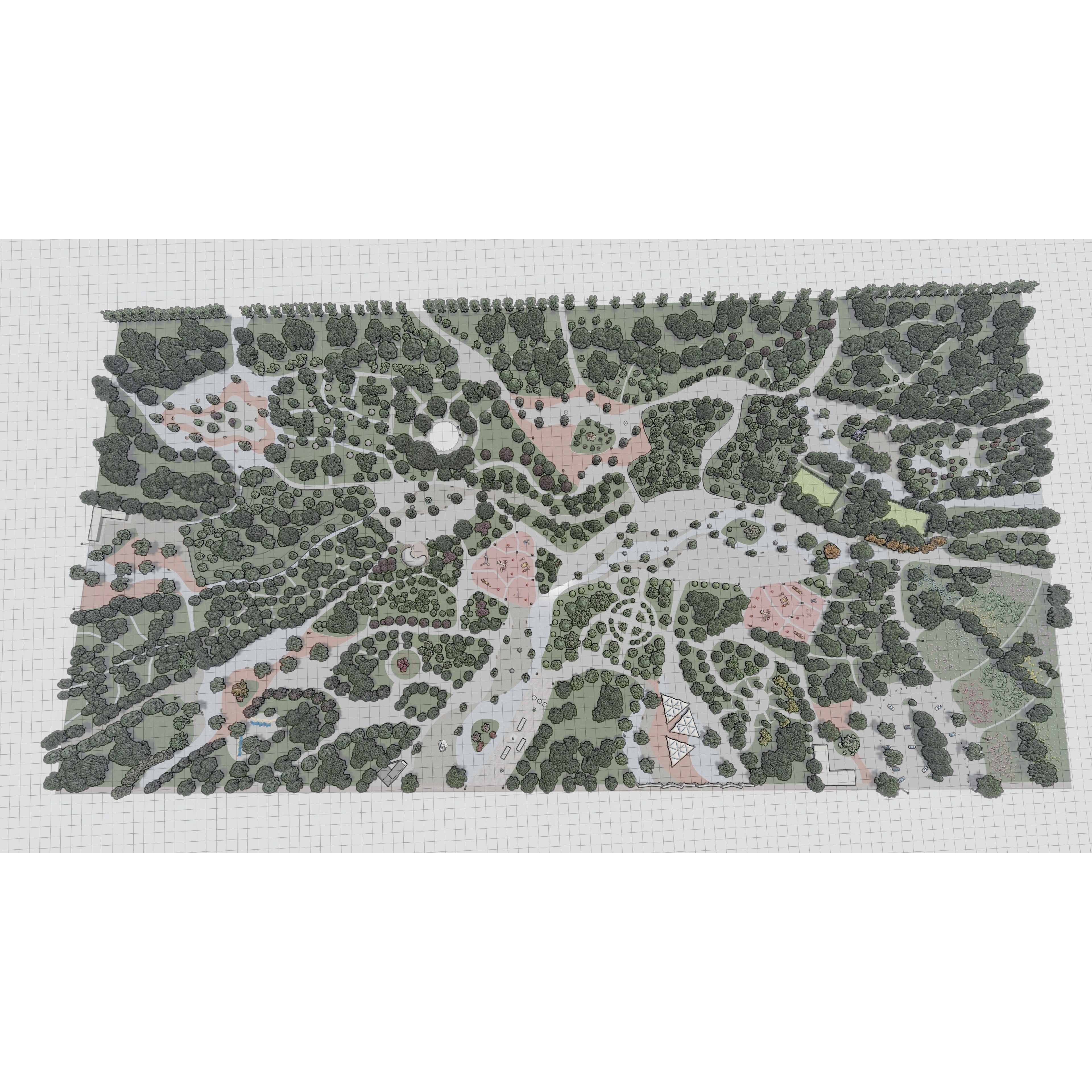 Private Park Landscape 3D Model – Detailed Urban Environment Plans, FBX, OBJ - View 13