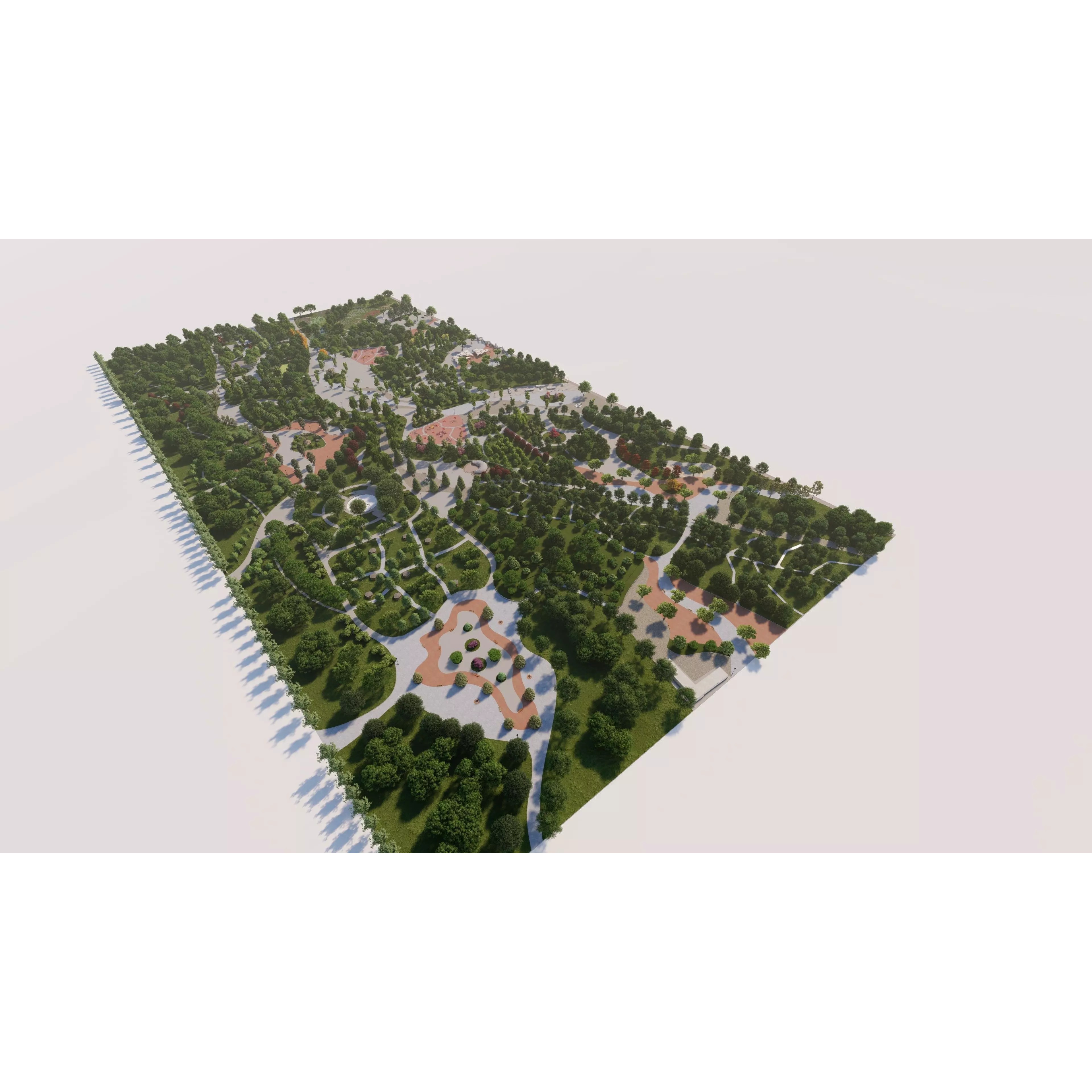 Private Park Landscape 3D Model – Detailed Urban Environment Plans, FBX, OBJ - View 2