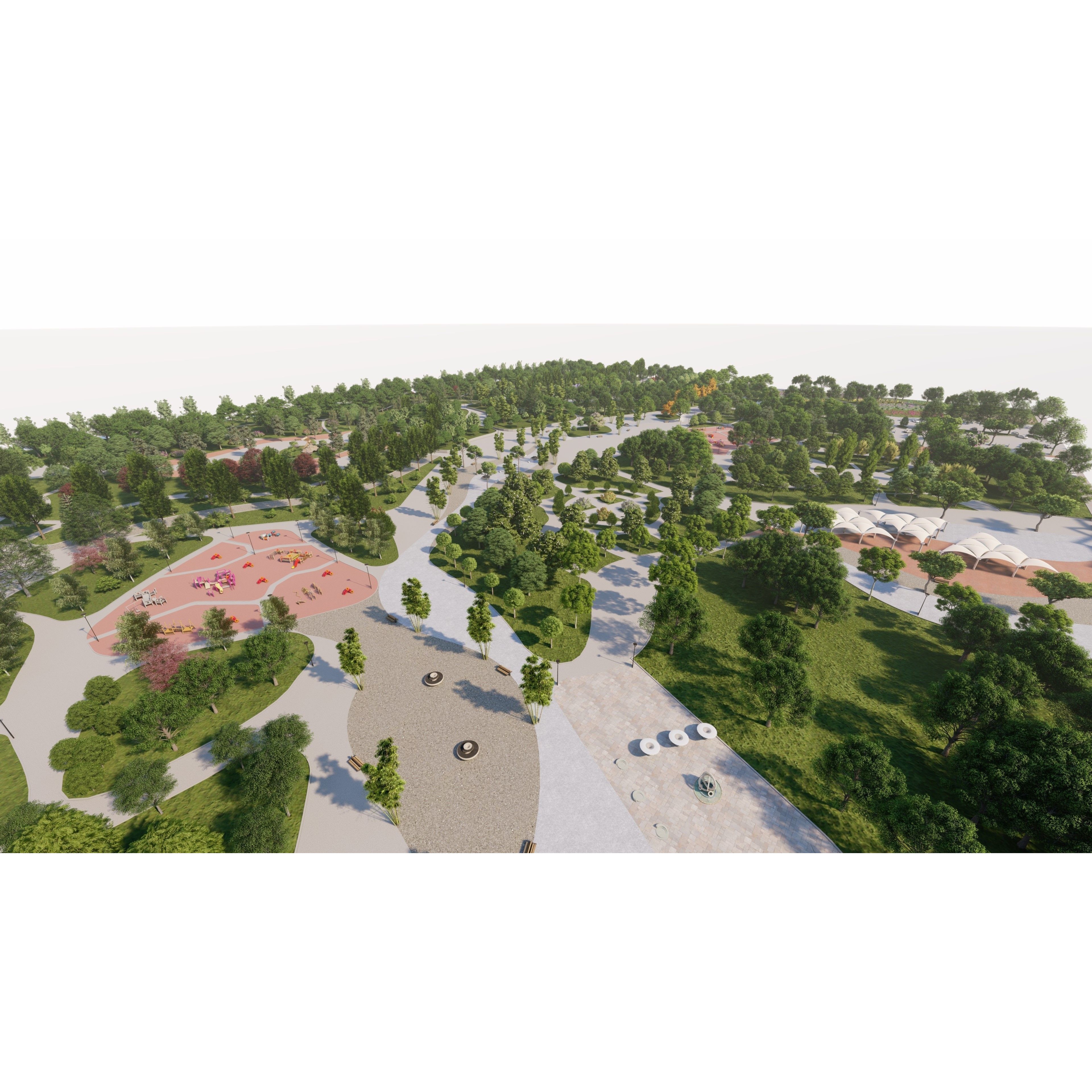 Private Park Landscape 3D Model – Detailed Urban Environment Plans, FBX, OBJ - View 30