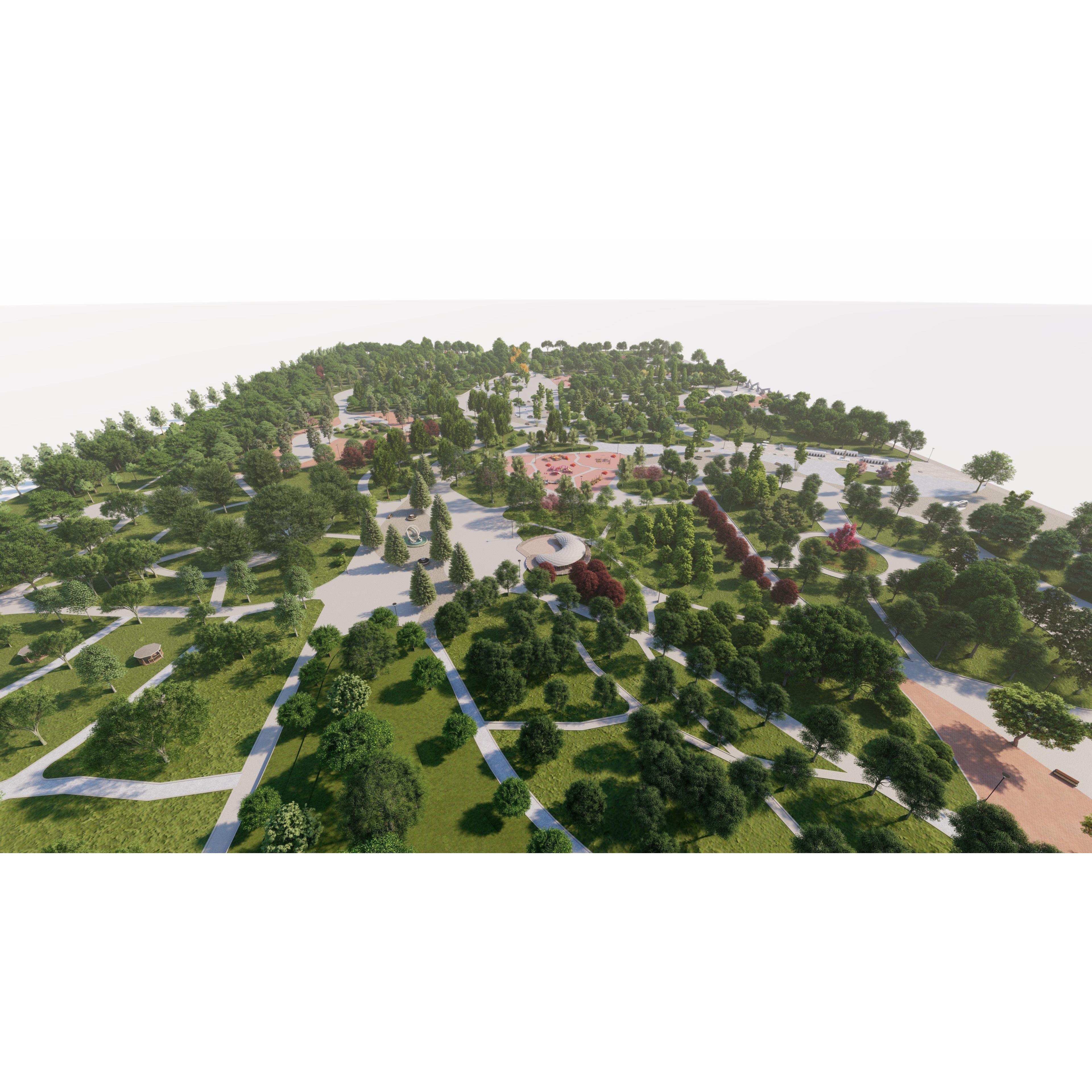Private Park Landscape 3D Model – Detailed Urban Environment Plans, FBX, OBJ - View 31