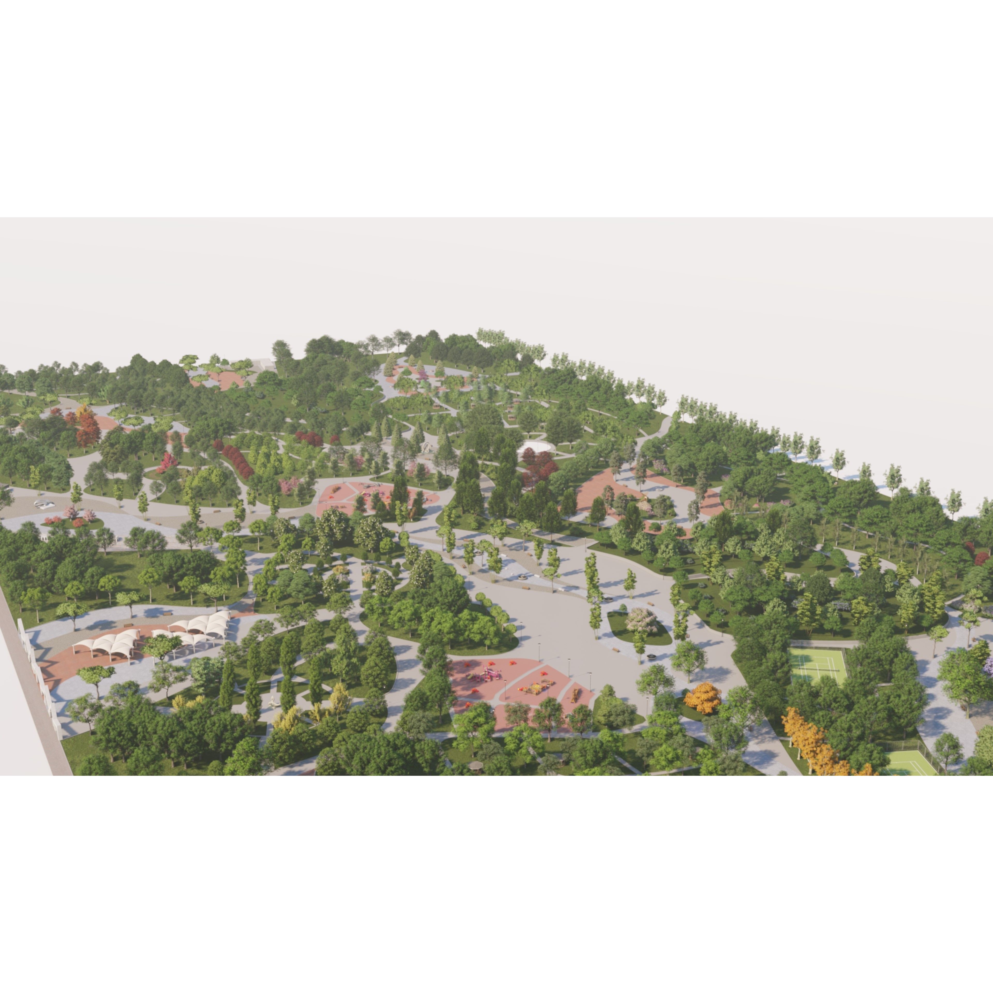 Private Park Landscape 3D Model – Detailed Urban Environment Plans, FBX, OBJ - View 5