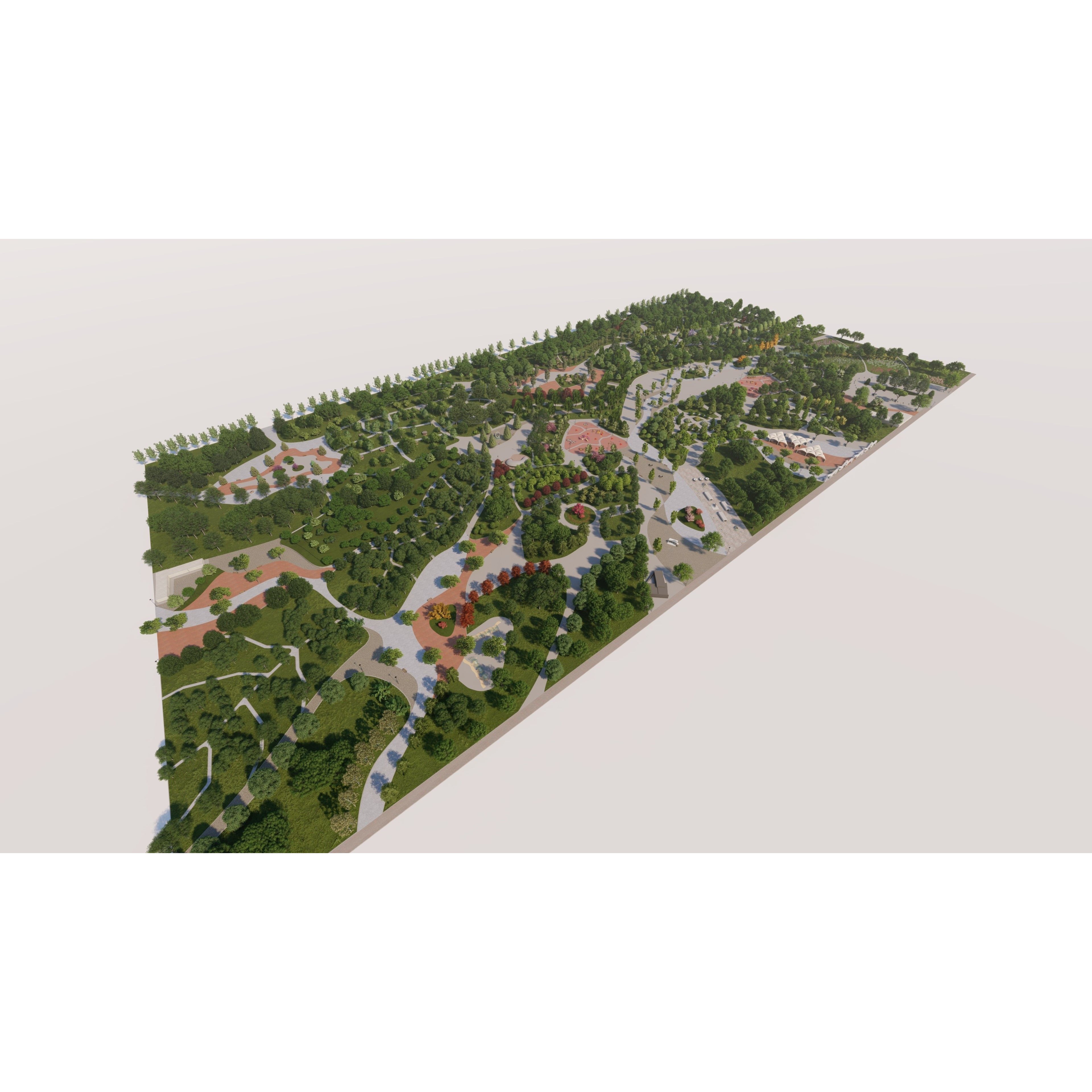 Private Park Landscape 3D Model – Detailed Urban Environment Plans, FBX, OBJ - View 6