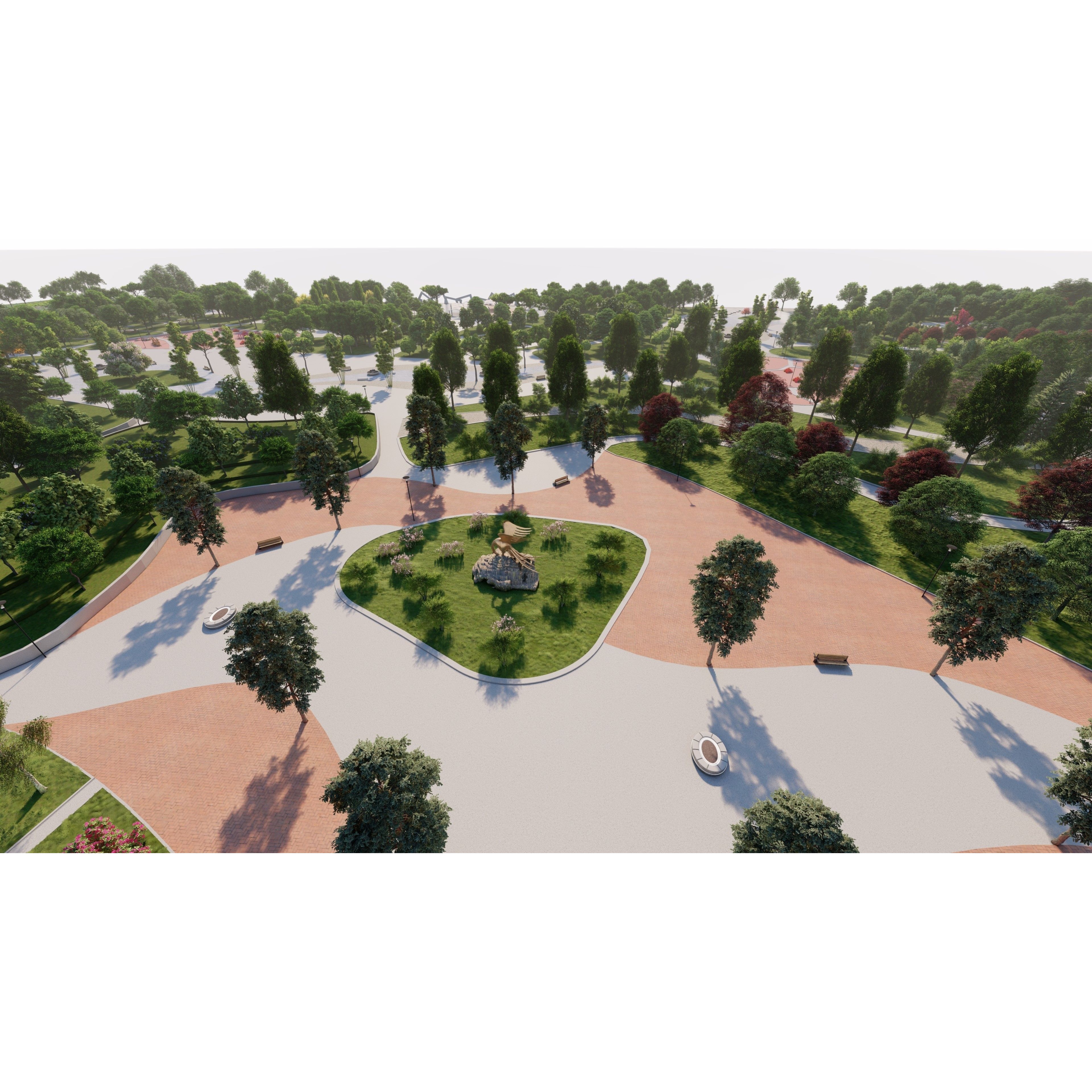 Private Park Landscape 3D Model – Detailed Urban Environment Plans, FBX, OBJ - View 8