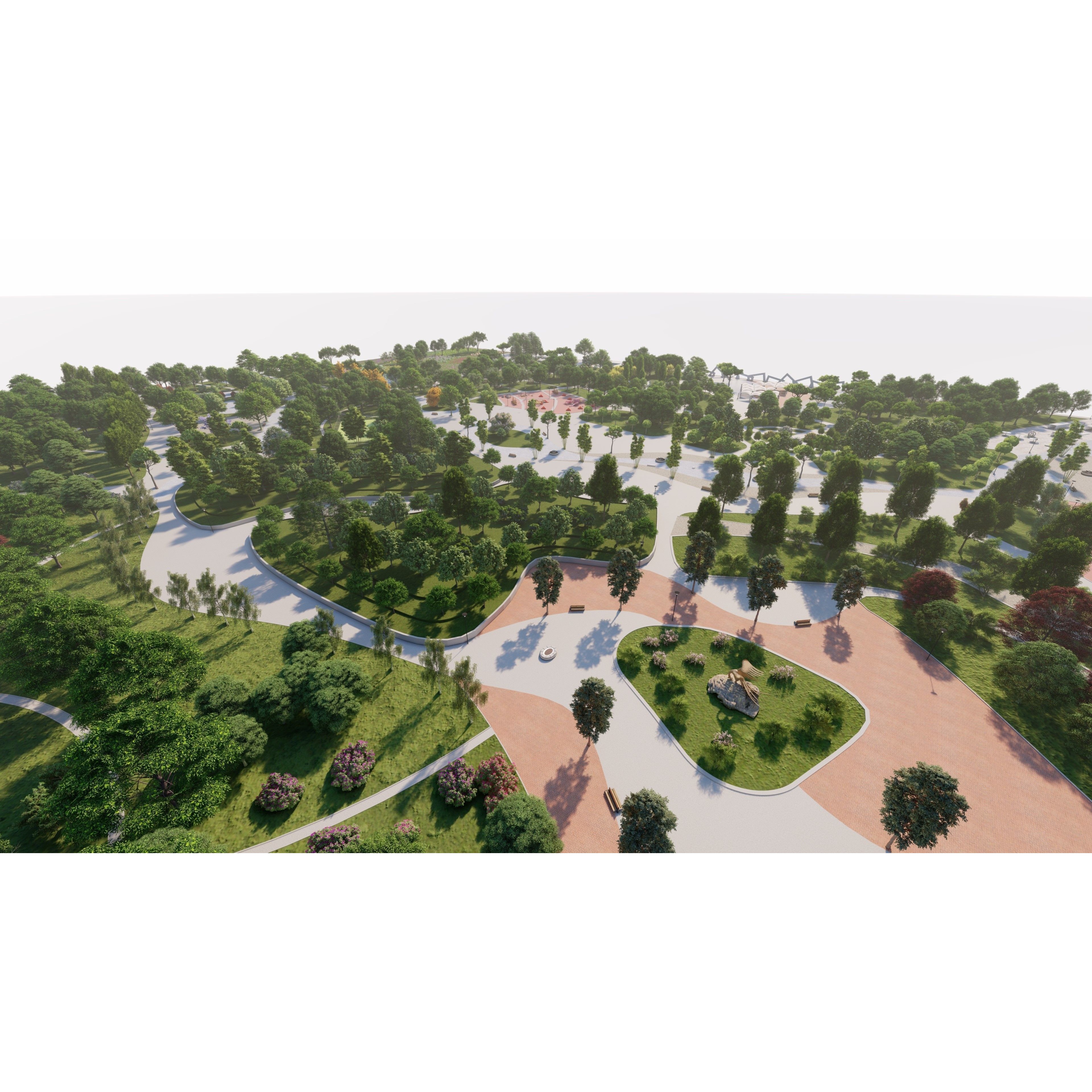 Private Park Landscape 3D Model – Detailed Urban Environment Plans, FBX, OBJ - View 9