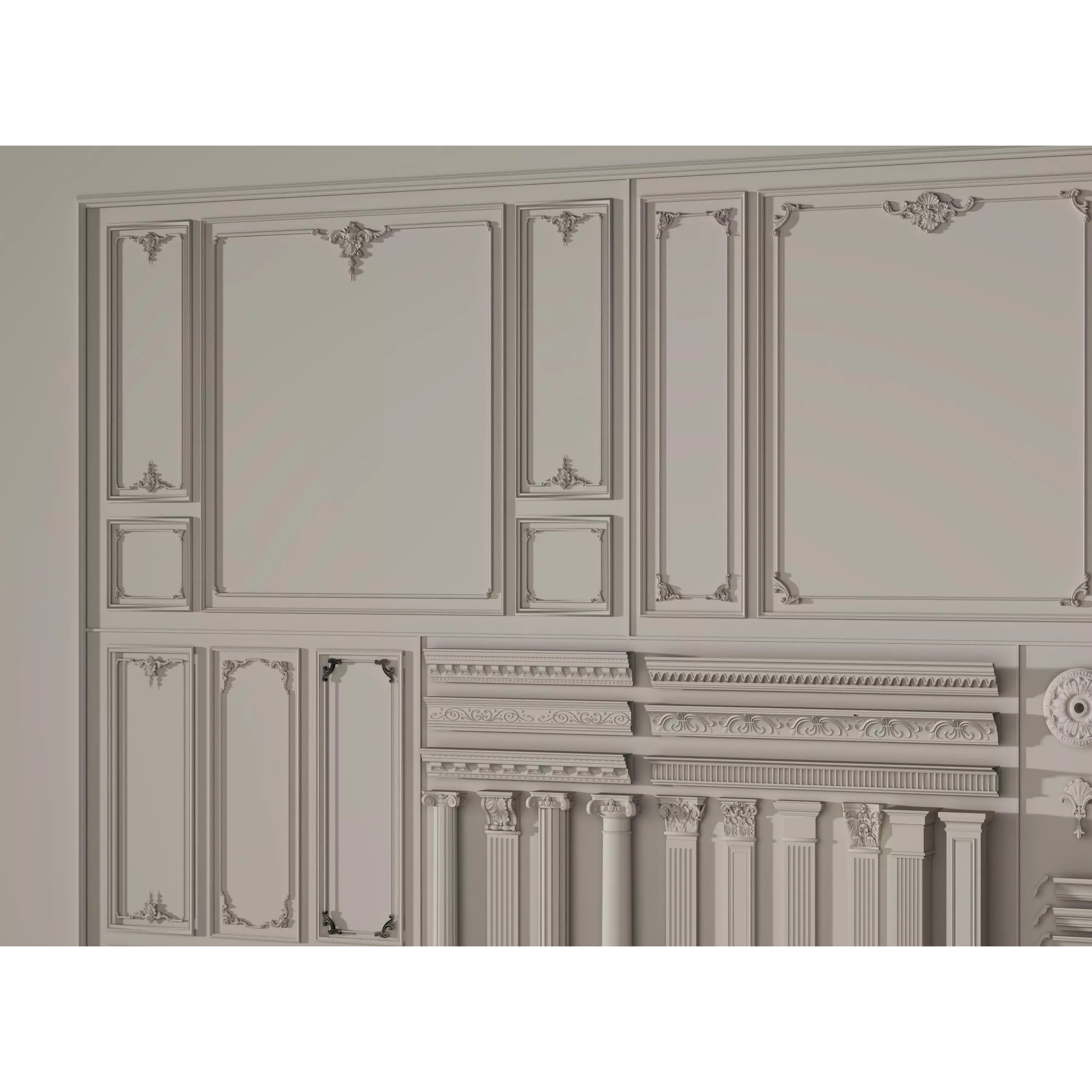 Stucco Molding Frame 3D Model – Low Poly Architectural Decoration, FBX, OBJ - View 14