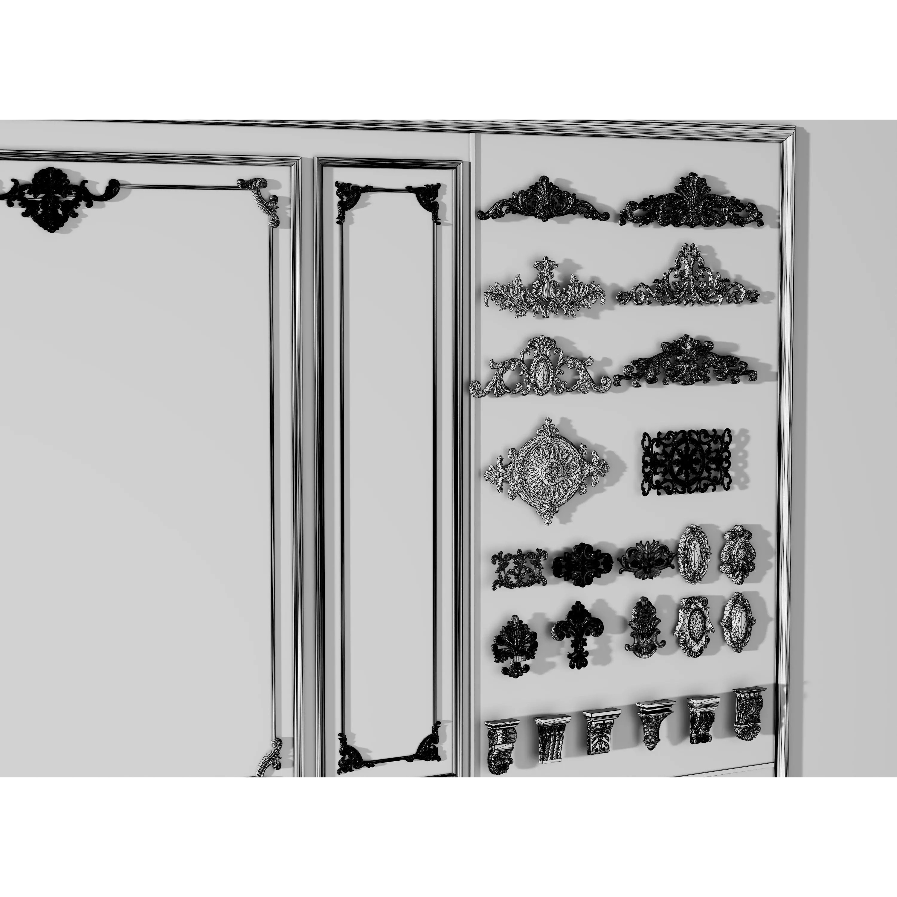 Stucco Molding Frame 3D Model – Low Poly Architectural Decoration, FBX, OBJ - View 17