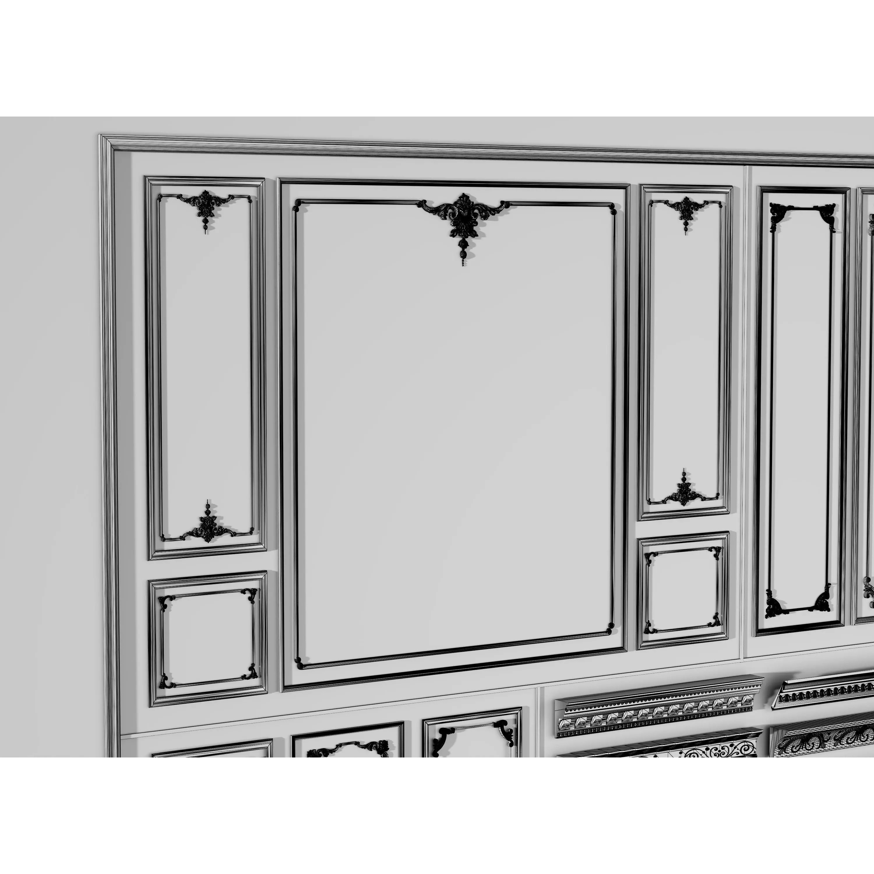 Stucco Molding Frame 3D Model – Low Poly Architectural Decoration, FBX, OBJ - View 19