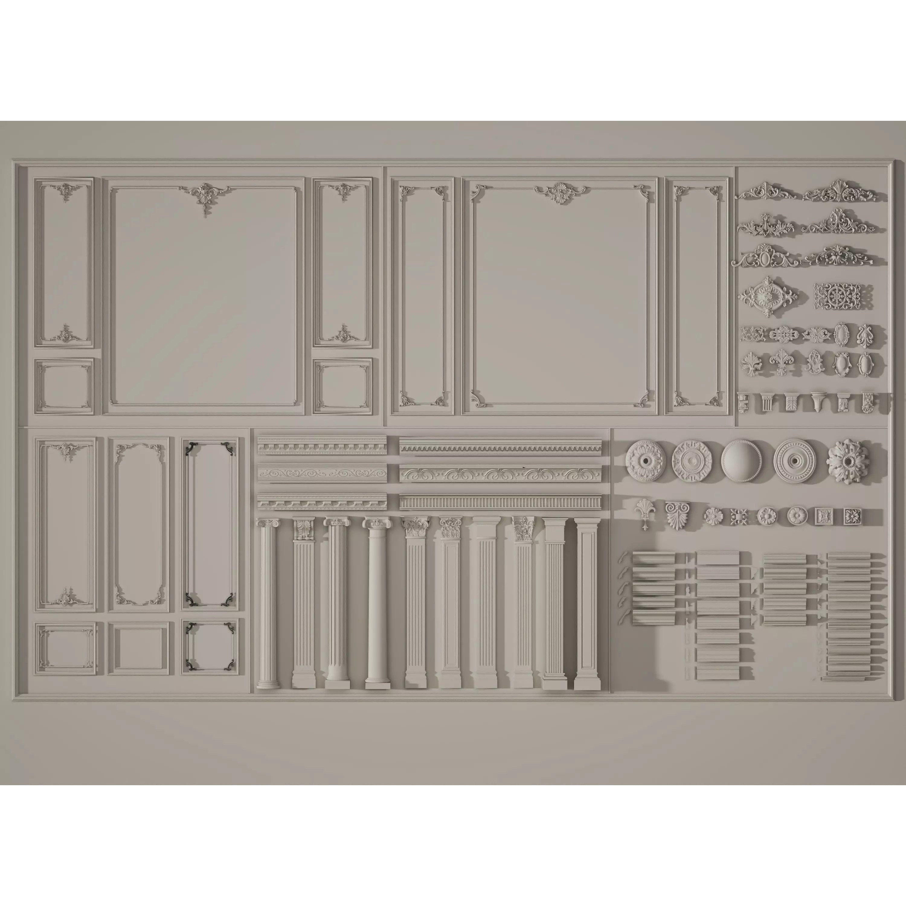 Stucco Molding Frame 3D Model – Low Poly Architectural Decoration, FBX, OBJ - View 2