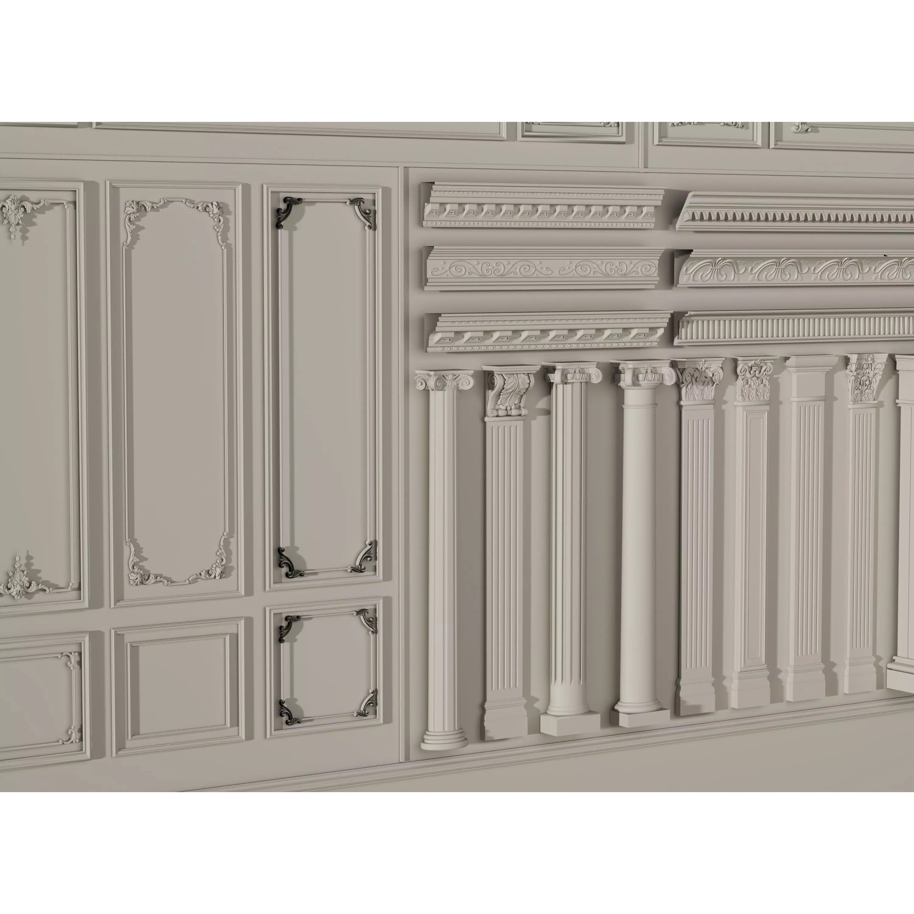 Stucco Molding Frame 3D Model – Low Poly Architectural Decoration, FBX, OBJ - View 4