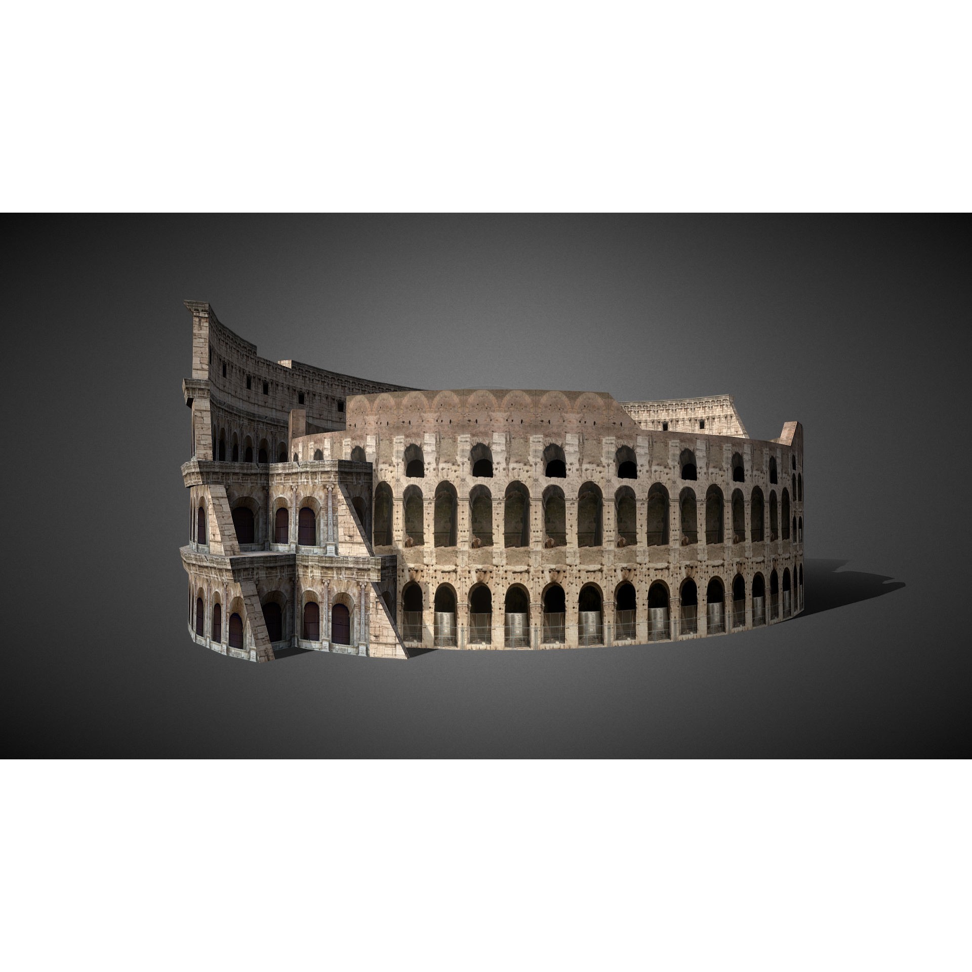 Roman Colosseum Ruins - Low-Poly Game-Ready 3D Model - View 3