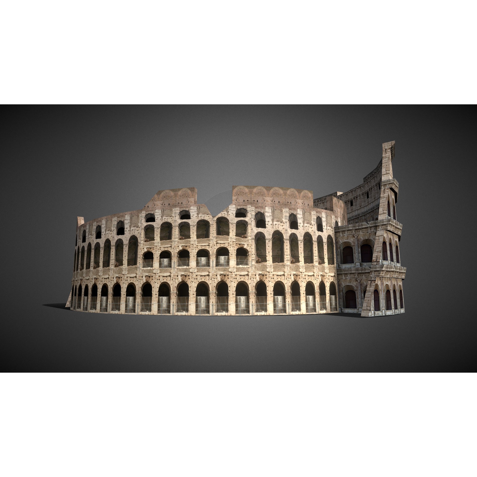 Roman Colosseum Ruins - Low-Poly Game-Ready 3D Model - View 5