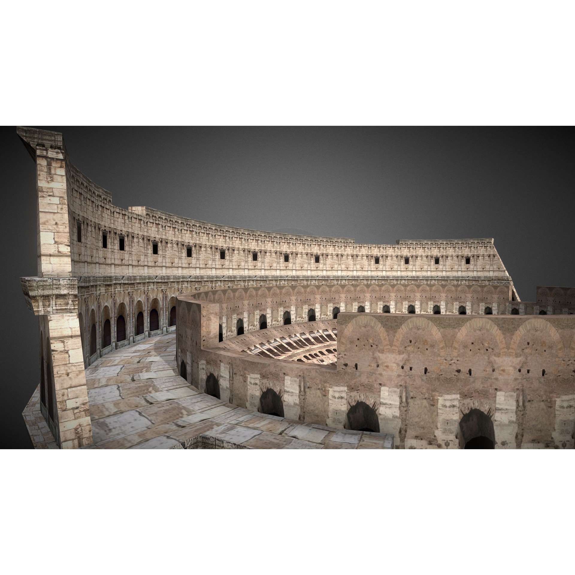 Roman Colosseum Ruins - Low-Poly Game-Ready 3D Model - View 6