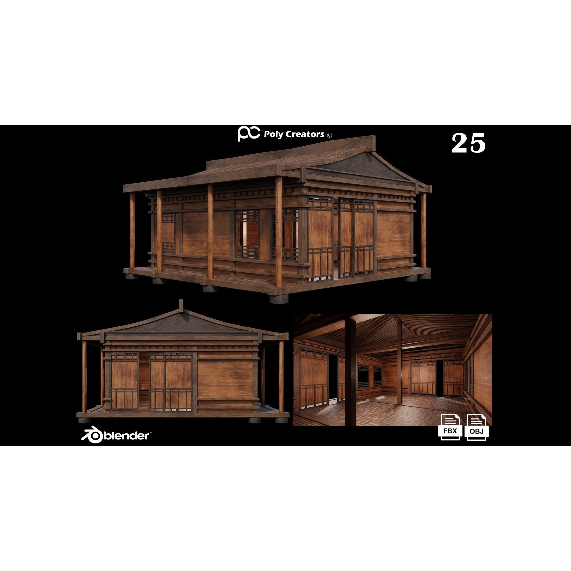 Medieval Houses 3D Model – Low Poly Game Asset with 4K Textures - View 31