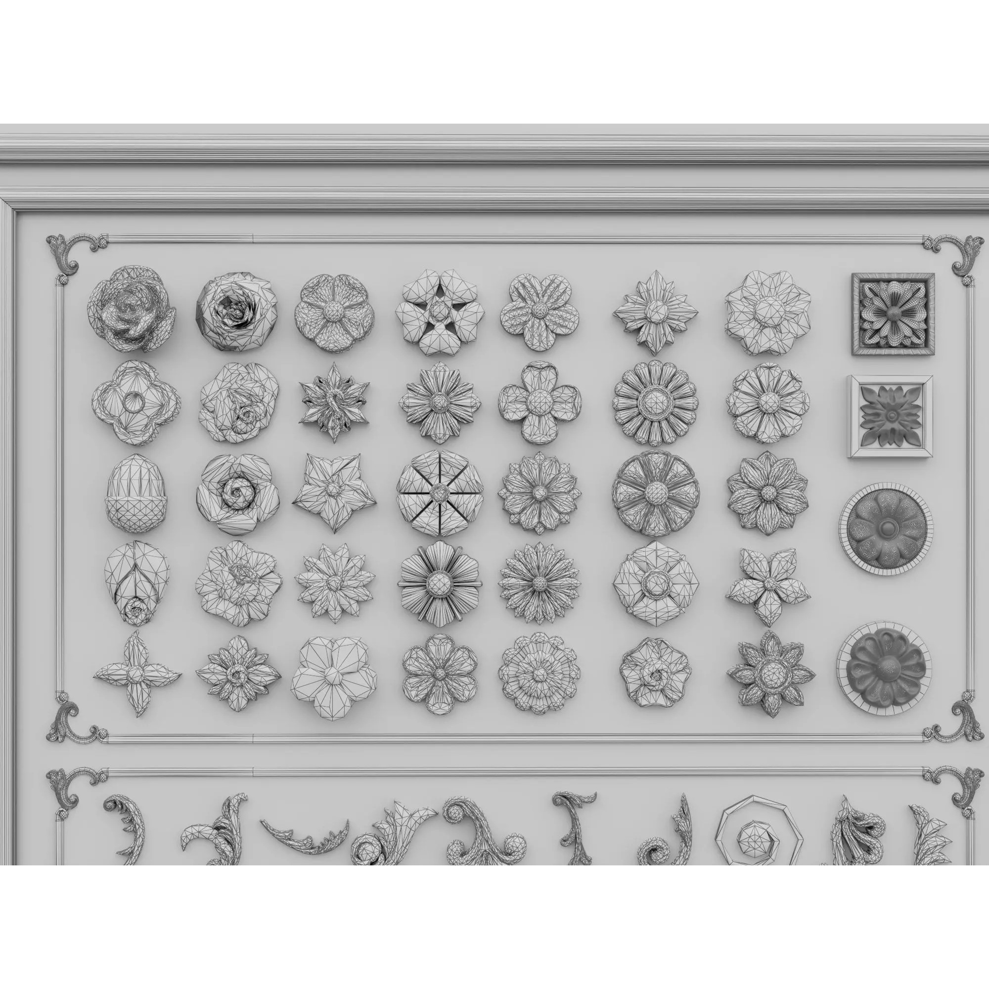 Classical Architectural Ornament 3D Model – Low Poly Kitbash Pack, FBX, OBJ - View 19