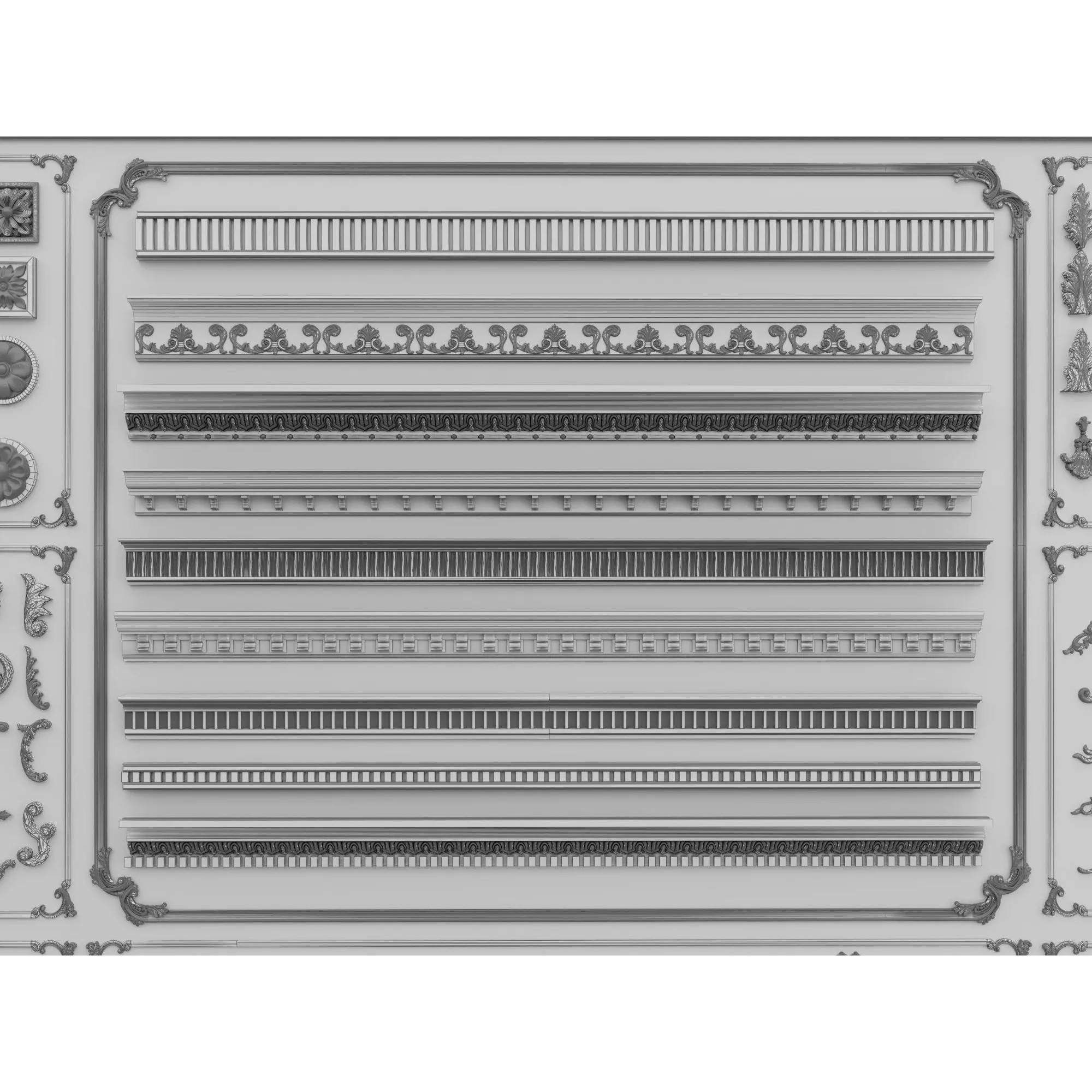 Classical Architectural Ornament 3D Model – Low Poly Kitbash Pack, FBX, OBJ - View 20