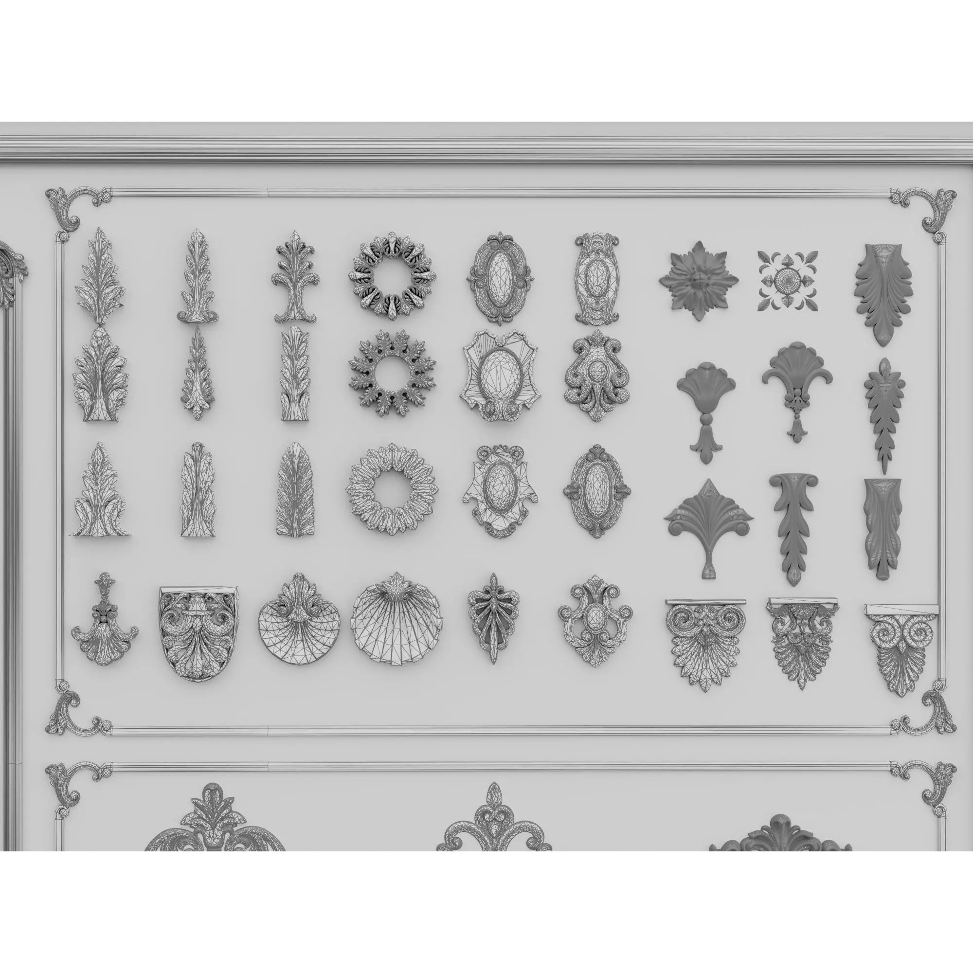 Classical Architectural Ornament 3D Model – Low Poly Kitbash Pack, FBX, OBJ - View 21