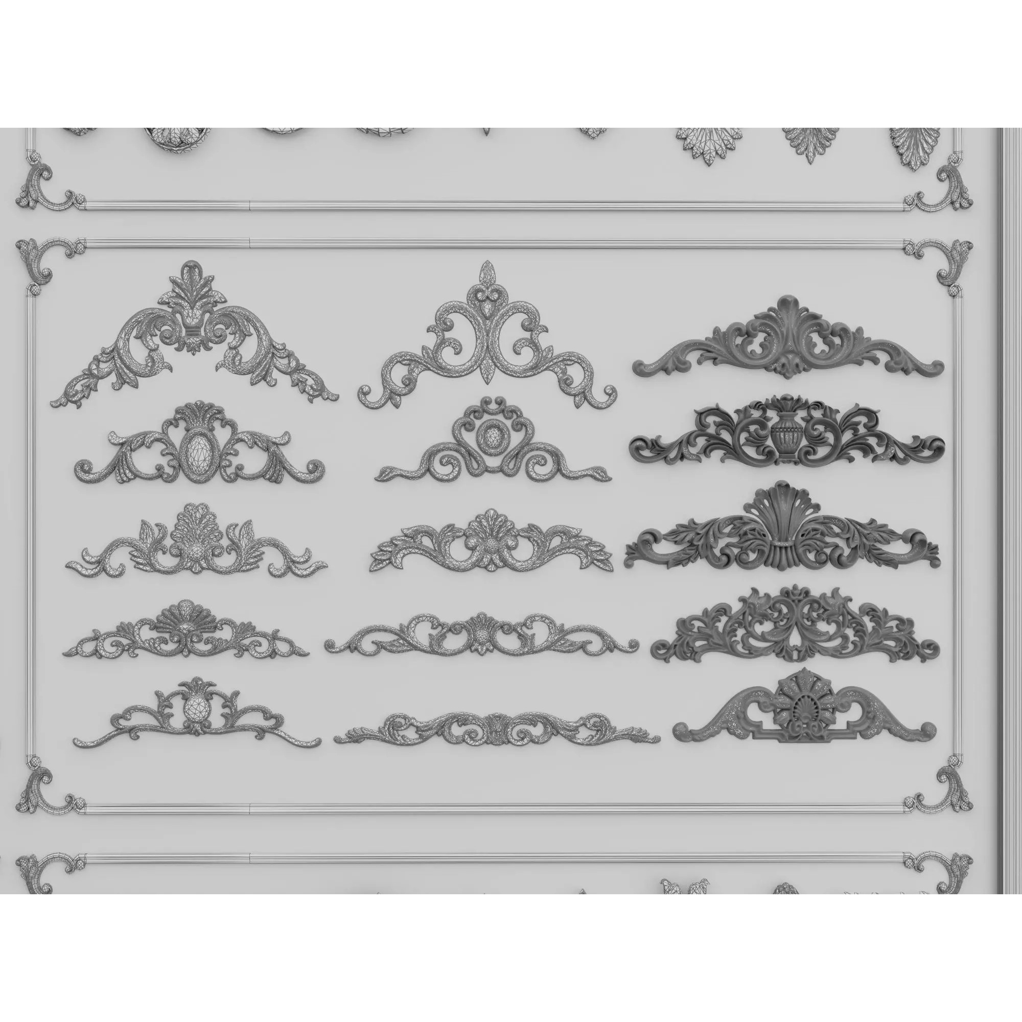 Classical Architectural Ornament 3D Model – Low Poly Kitbash Pack, FBX, OBJ - View 22