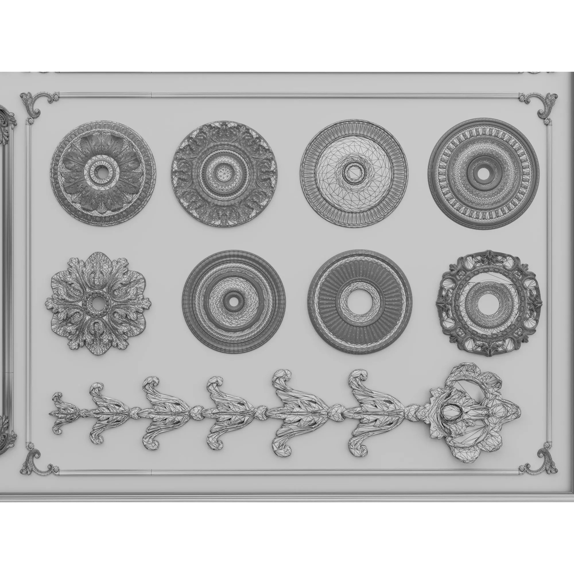 Classical Architectural Ornament 3D Model – Low Poly Kitbash Pack, FBX, OBJ - View 24