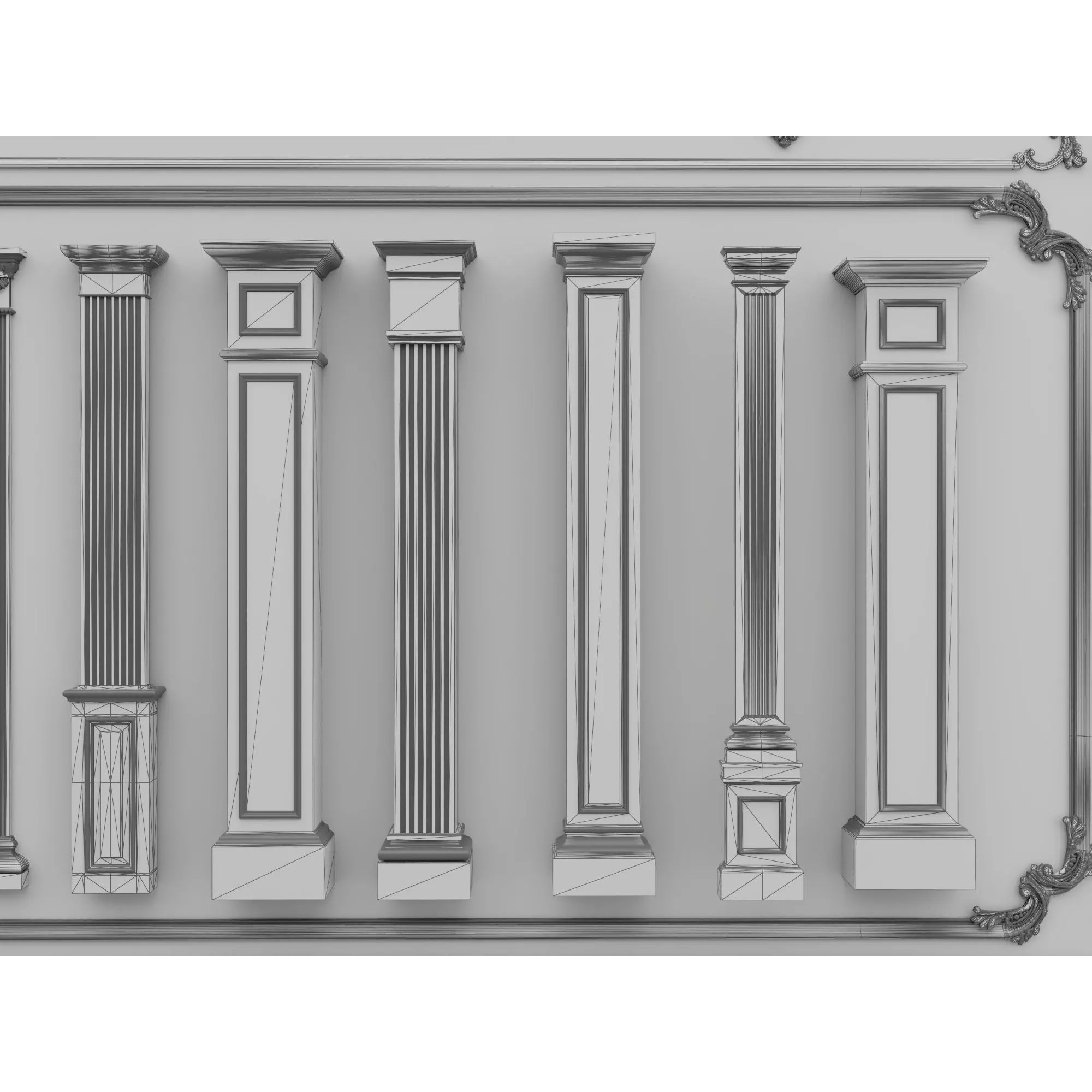 Classical Architectural Ornament 3D Model – Low Poly Kitbash Pack, FBX, OBJ - View 25