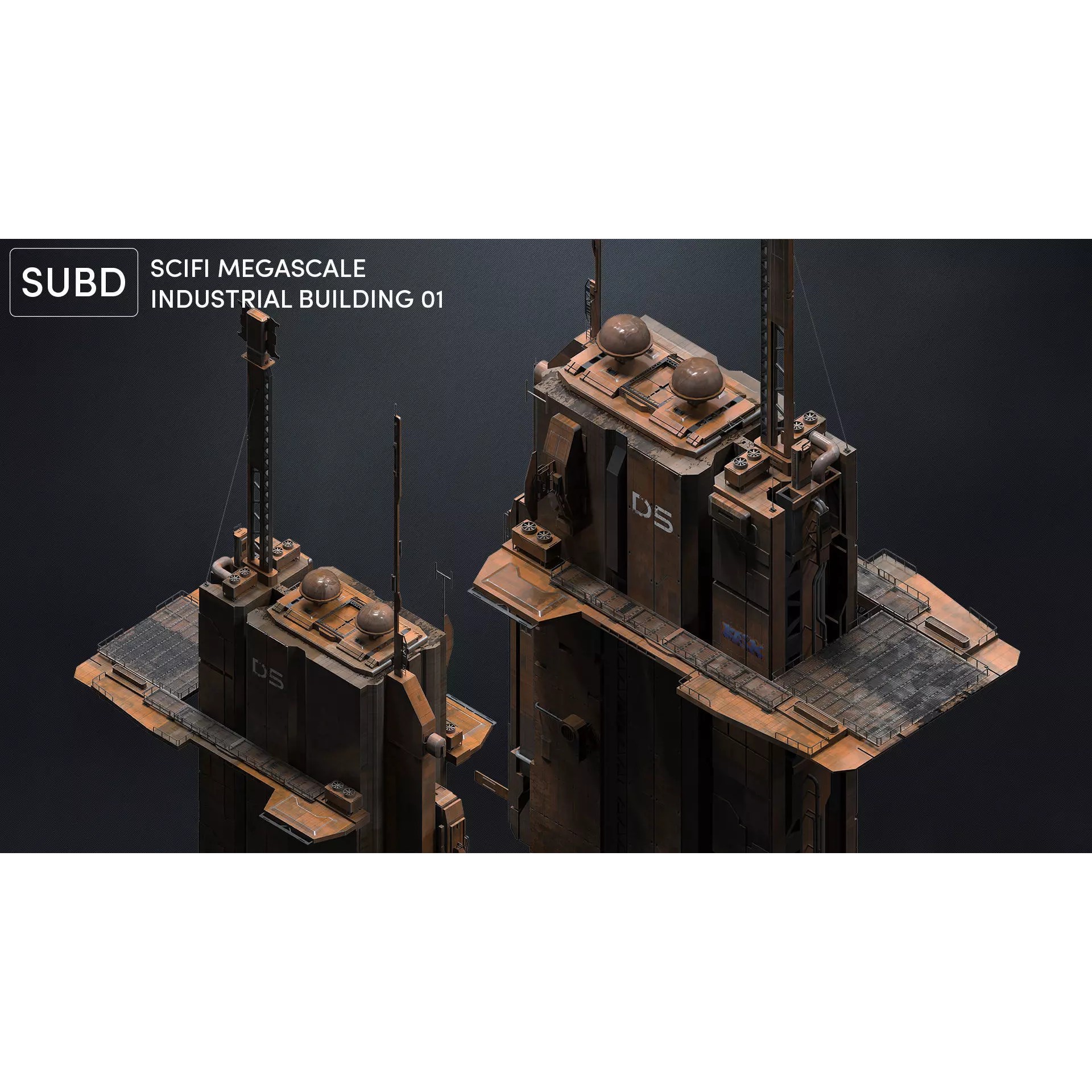 Megascale Industrial Building 3D Model – Subdivision Ready, FBX & Blender Formats - View 2
