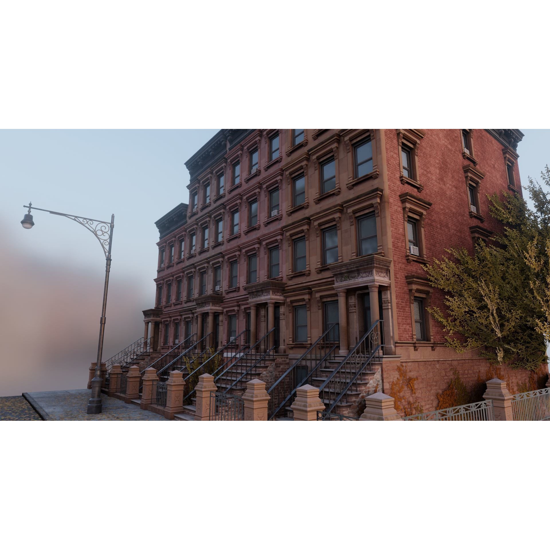 Brooklyn Street Scene 3D Model – Low Poly Autumn Kit, PBR Textures - View 10