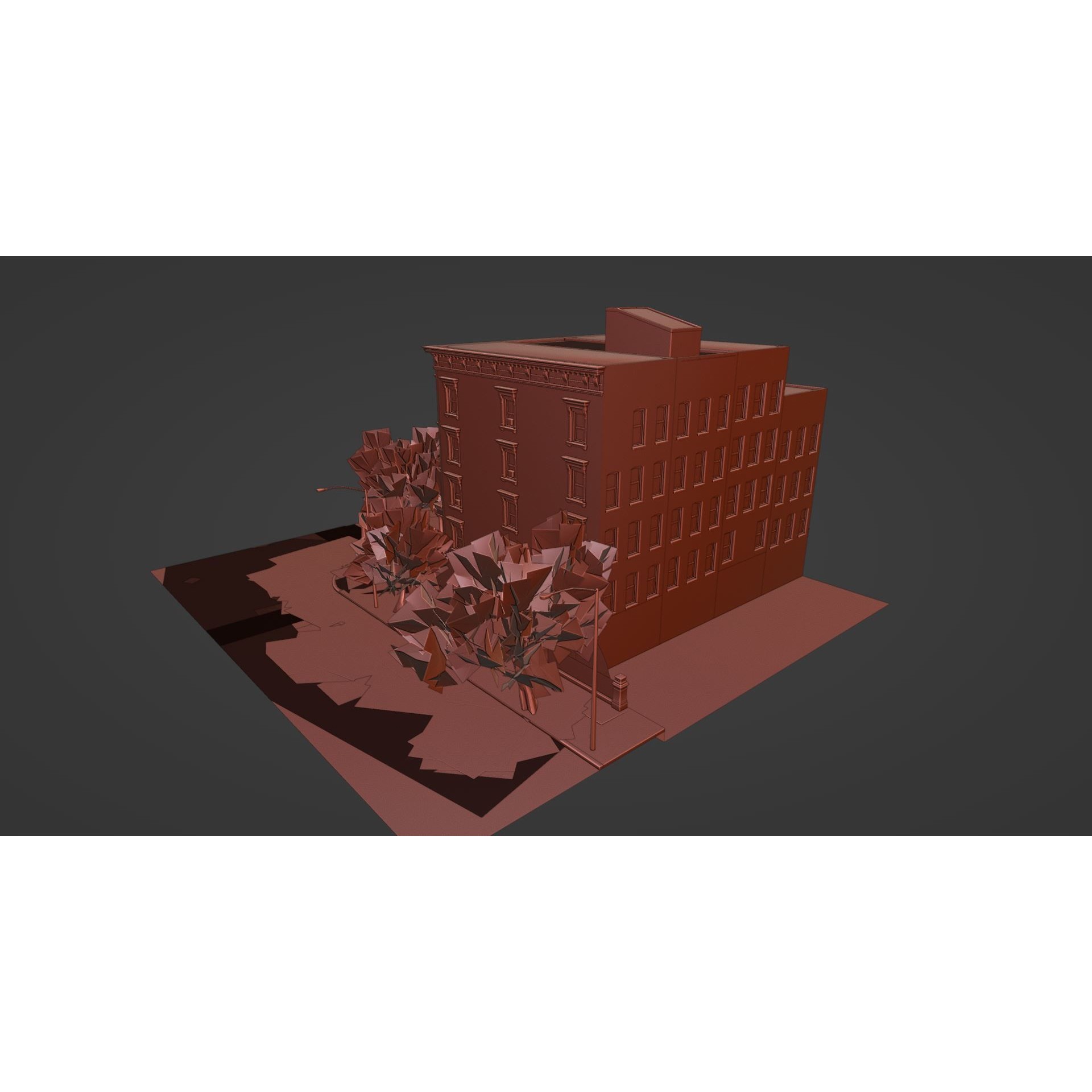 Brooklyn Street Scene 3D Model – Low Poly Autumn Kit, PBR Textures - View 13