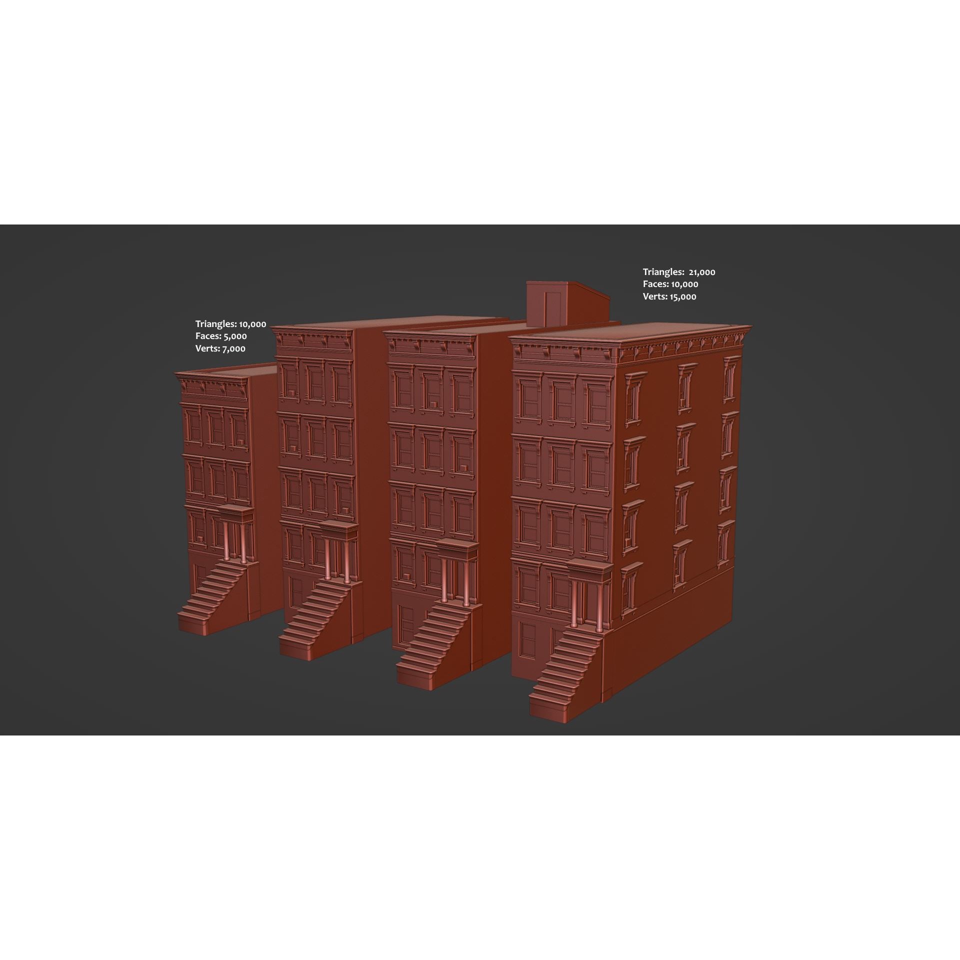 Brooklyn Street Scene 3D Model – Low Poly Autumn Kit, PBR Textures - View 4