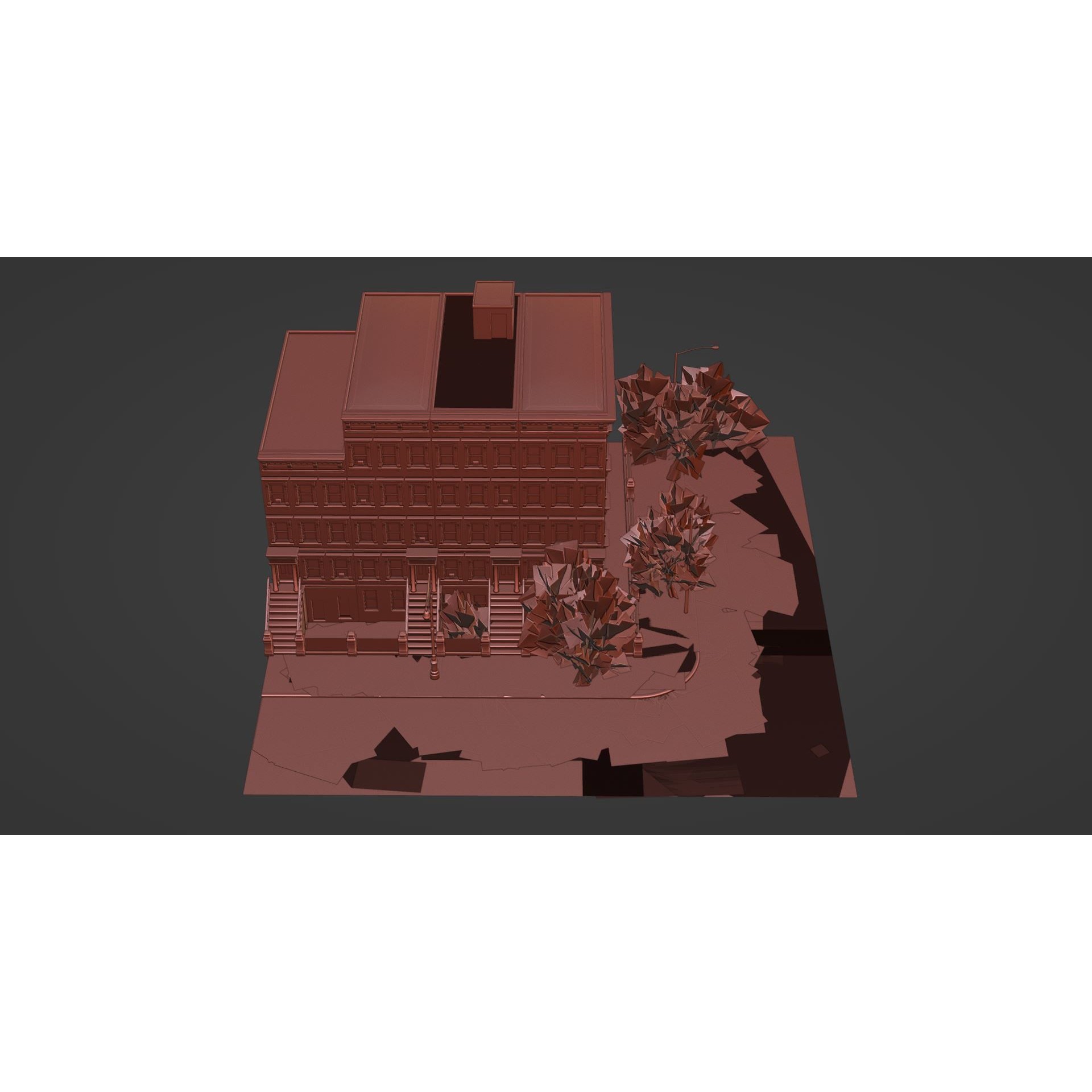Brooklyn Street Scene 3D Model – Low Poly Autumn Kit, PBR Textures - View 9