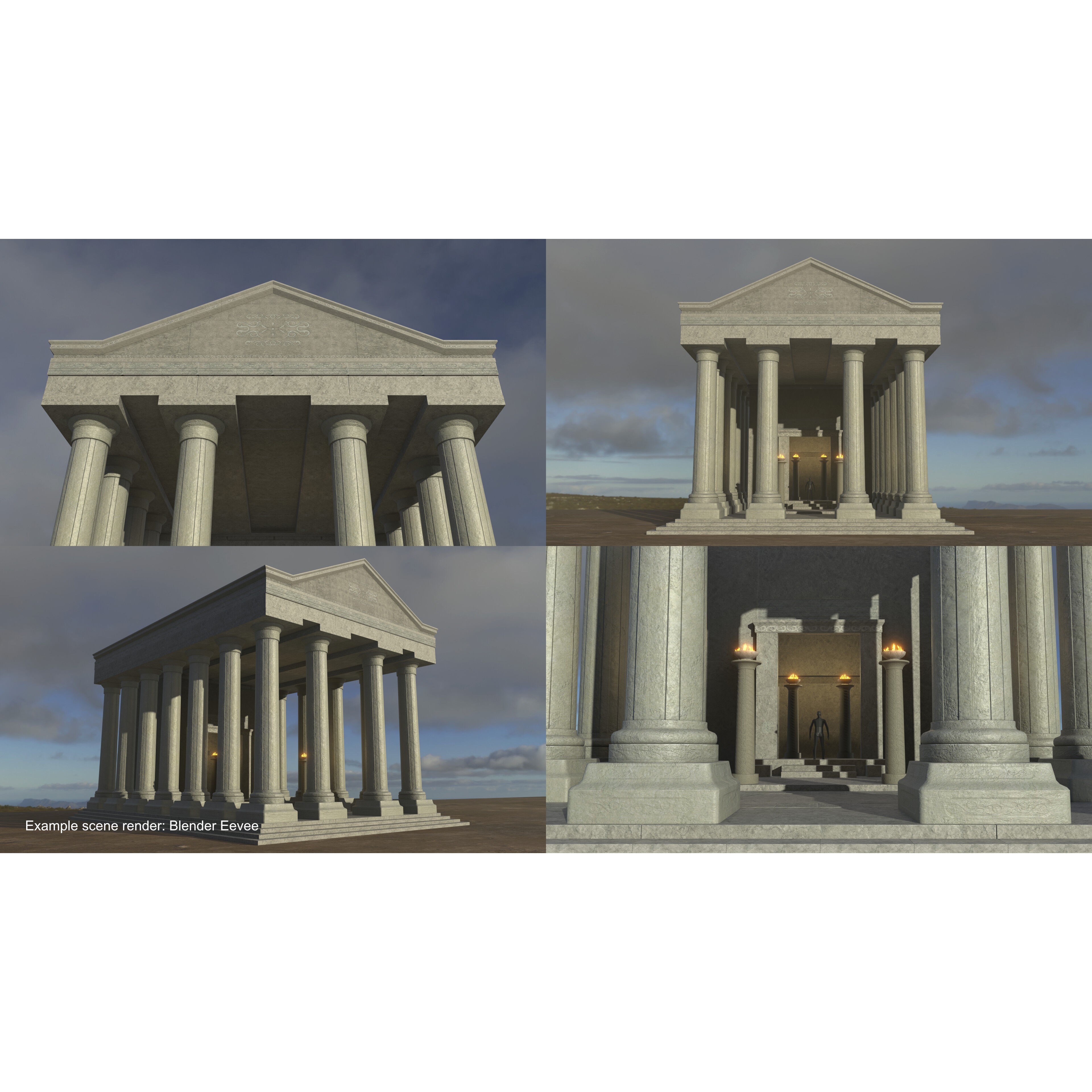 Temple Parts Pack 3D Model – Low Poly Modular Components, FBX - View 14