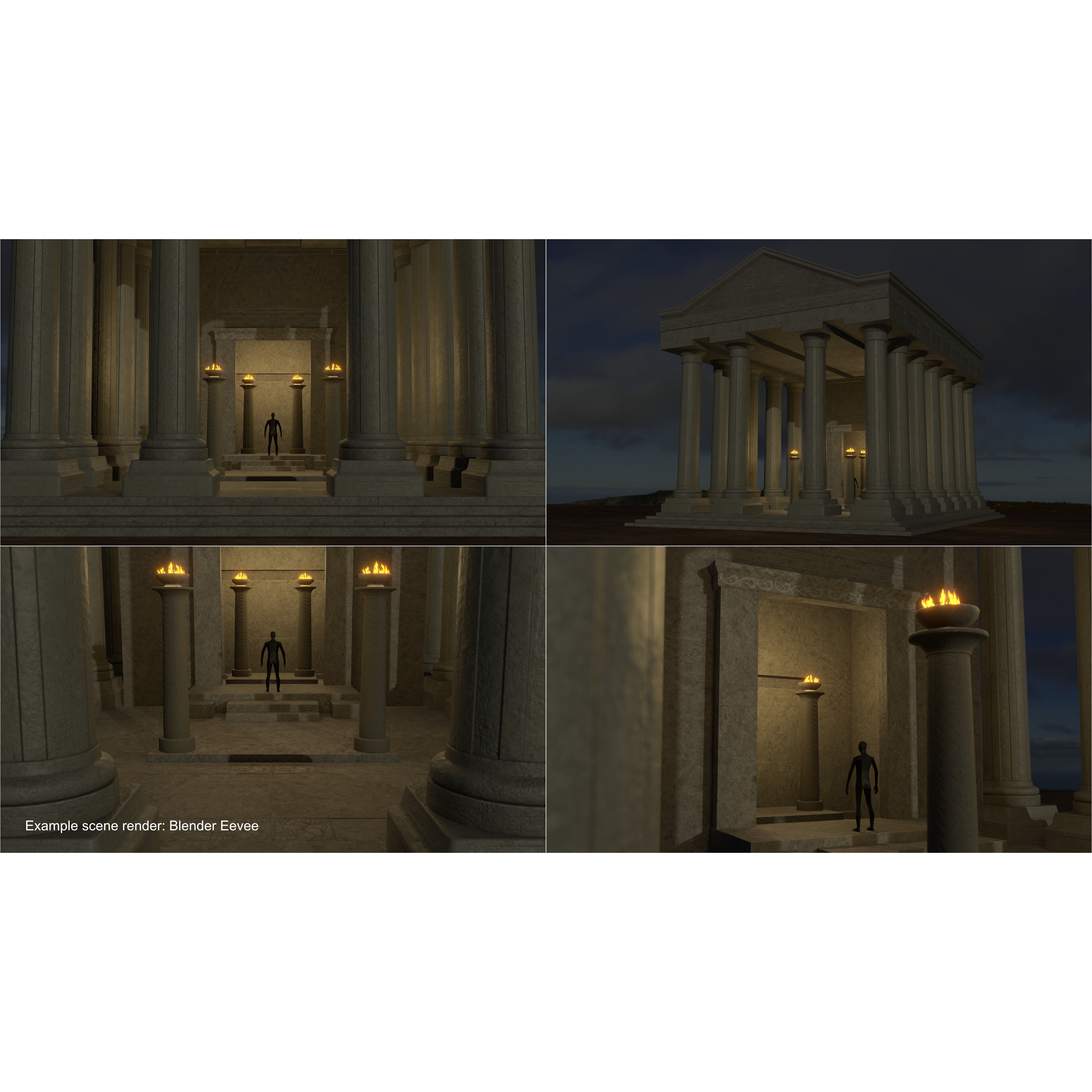Temple Parts Pack 3D Model – Low Poly Modular Components, FBX - View 15