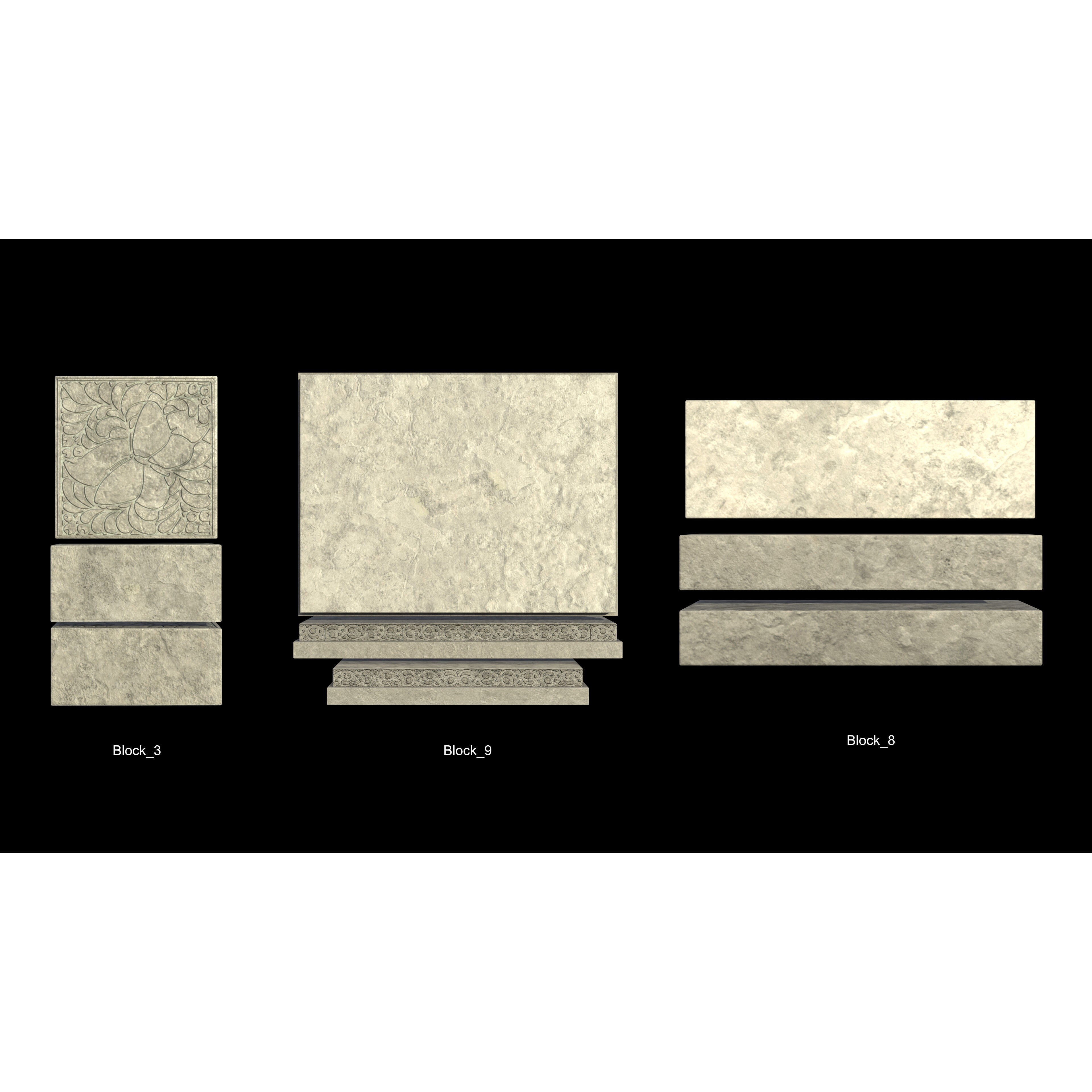 Temple Parts Pack 3D Model – Low Poly Modular Components, FBX - View 5