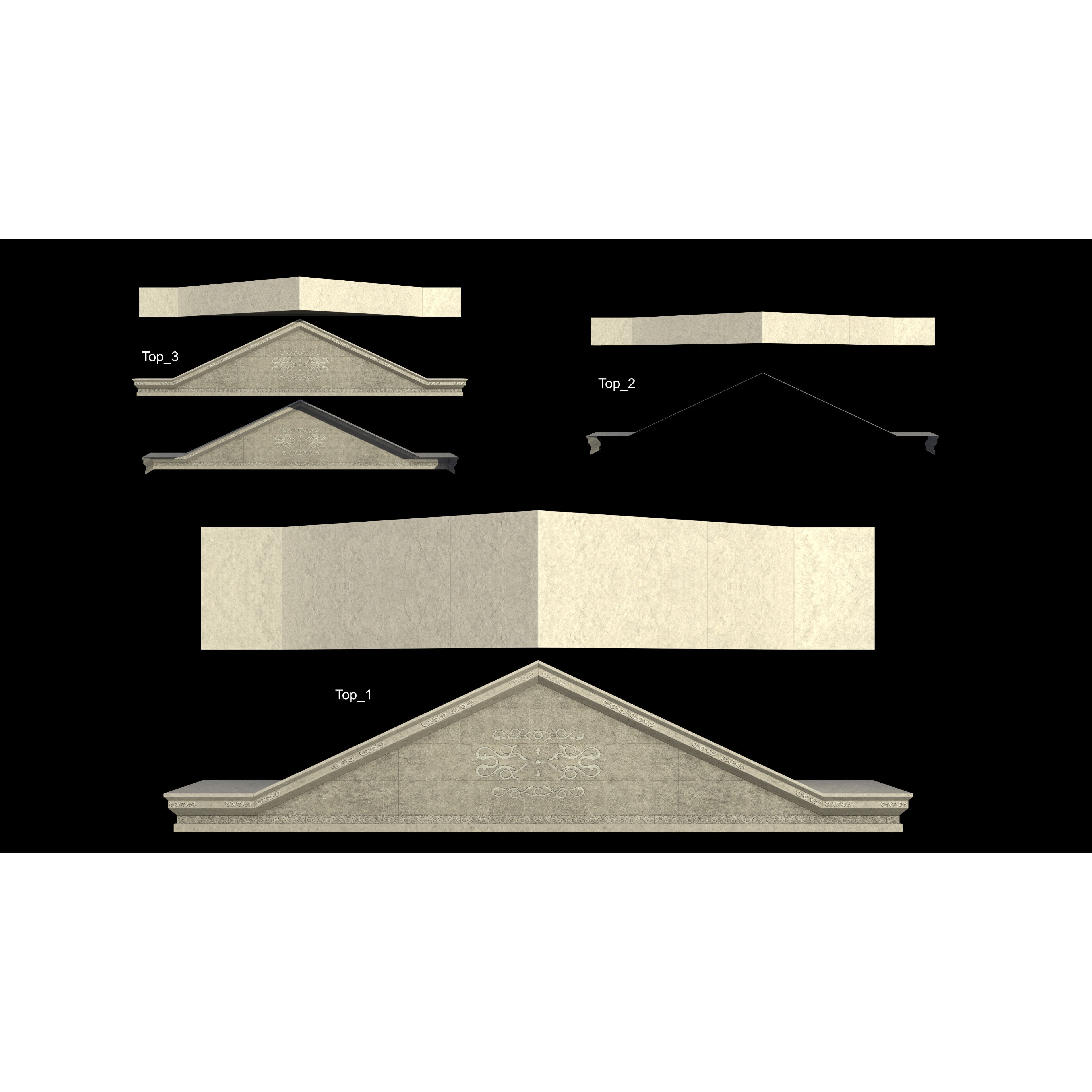 Temple Parts Pack 3D Model – Low Poly Modular Components, FBX - View 7