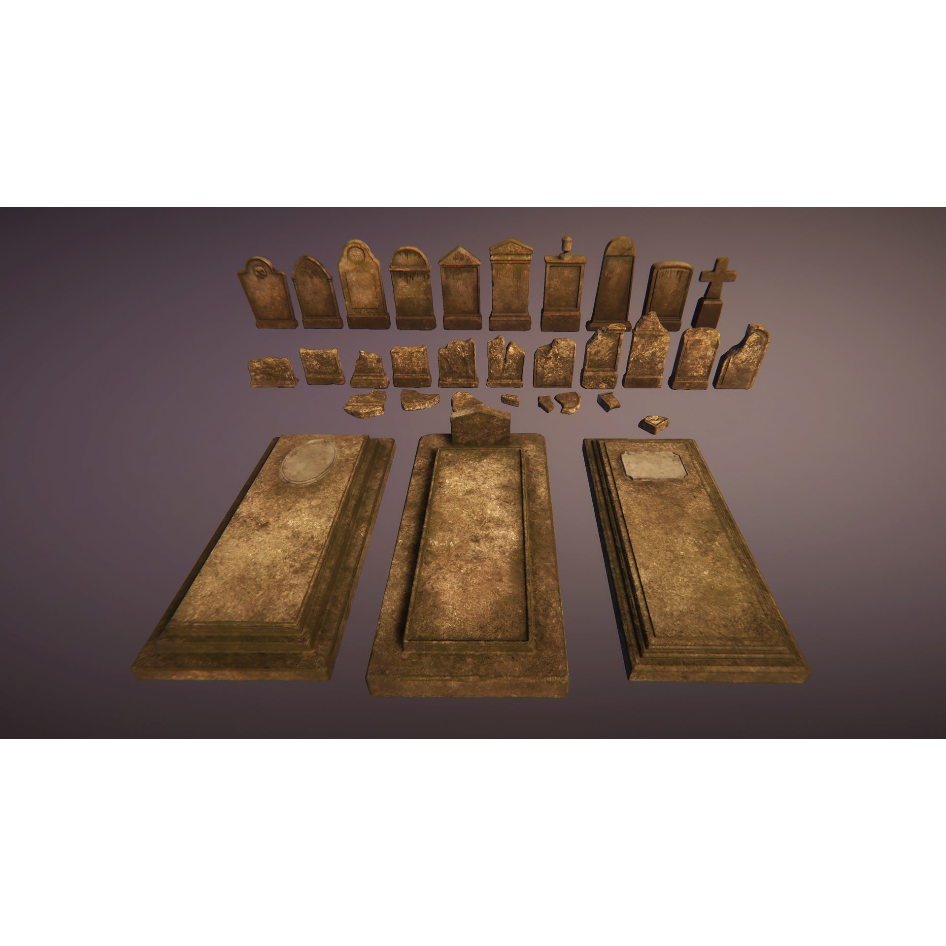 Old Graveyard 3D Model – Low Poly Architectural Asset, FBX - View 11
