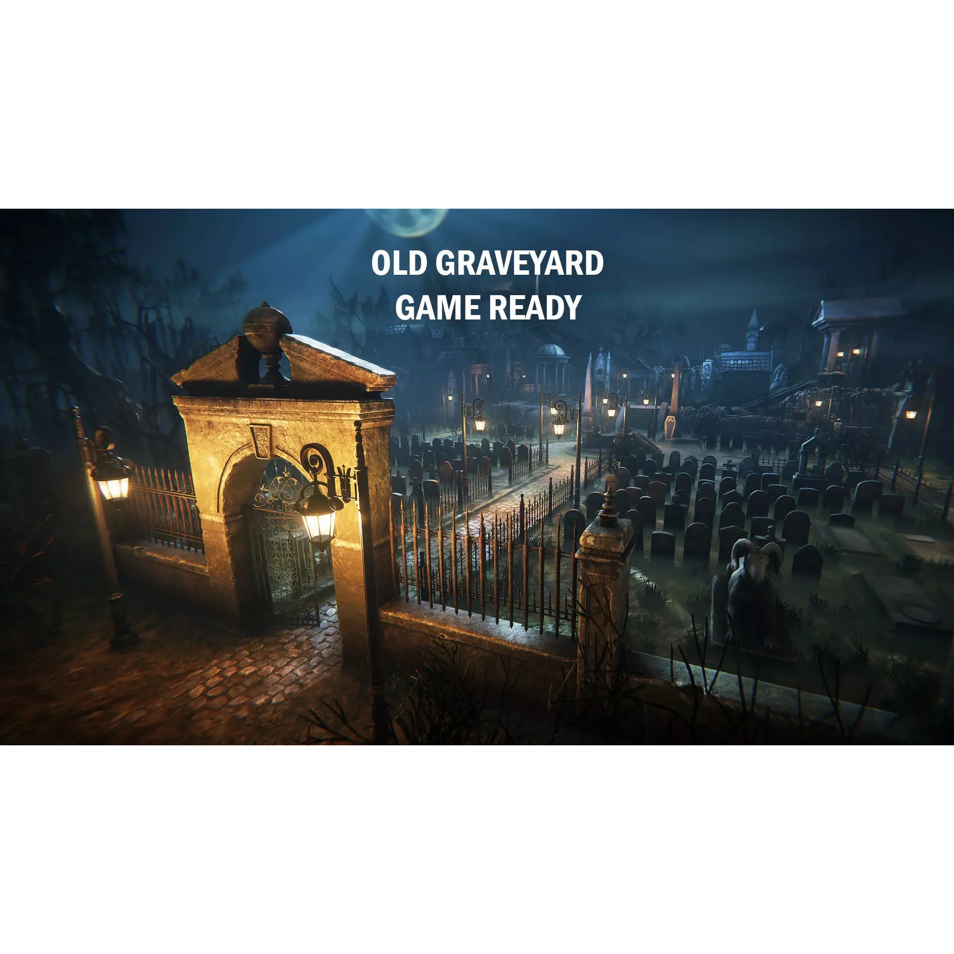 Old Graveyard 3D Model – Low Poly Architectural Asset, FBX - View 2