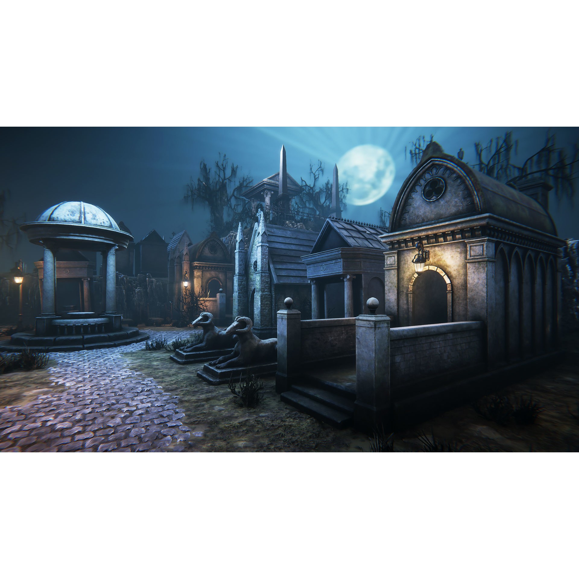 Old Graveyard 3D Model – Low Poly Architectural Asset, FBX - View 4